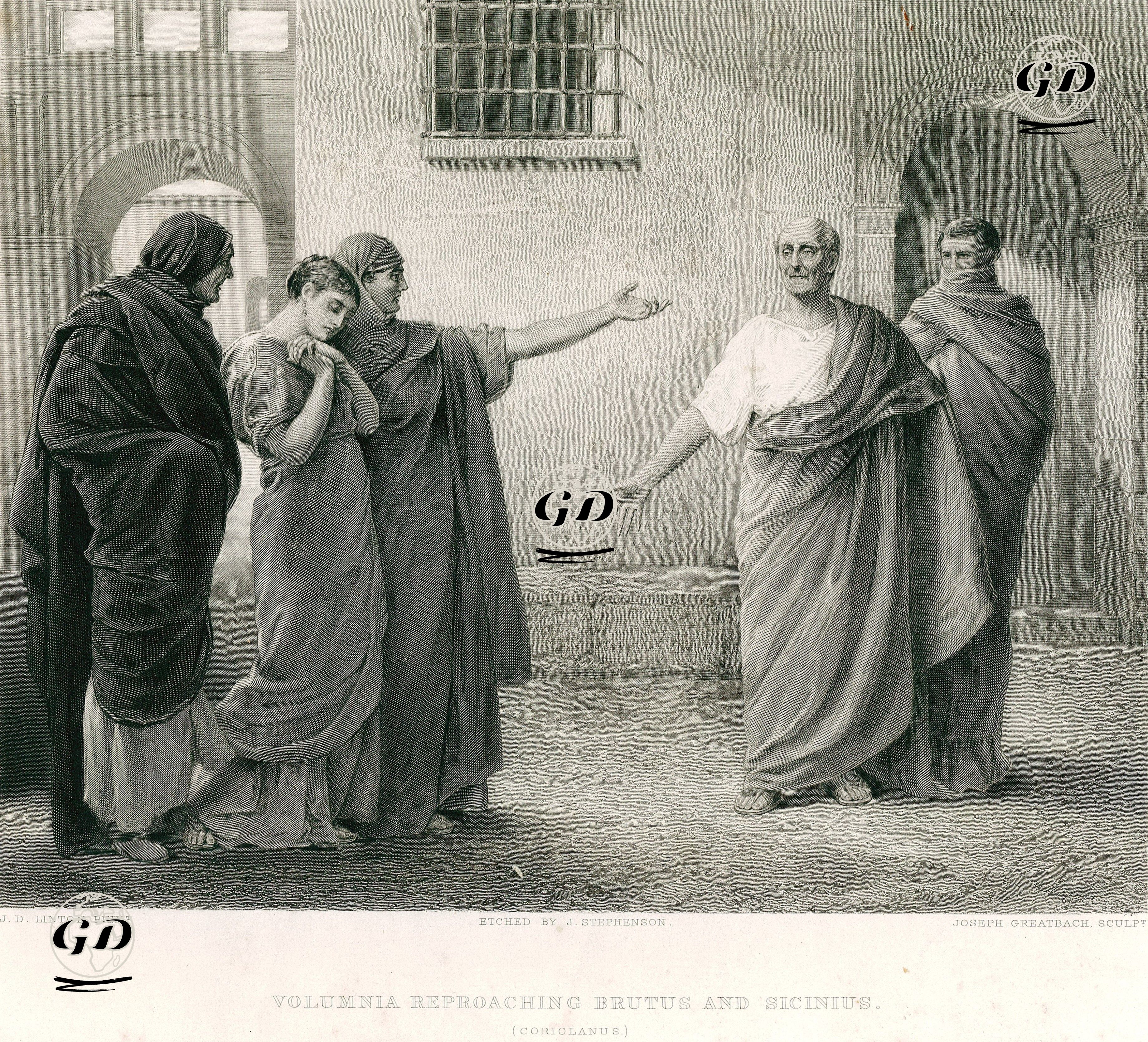 Volumnia Reproaching Brutus And Sicinius, Act 4 Sc. 2(Coriolanus)  - James Dromgole Linton (1840-1916) - 1850's