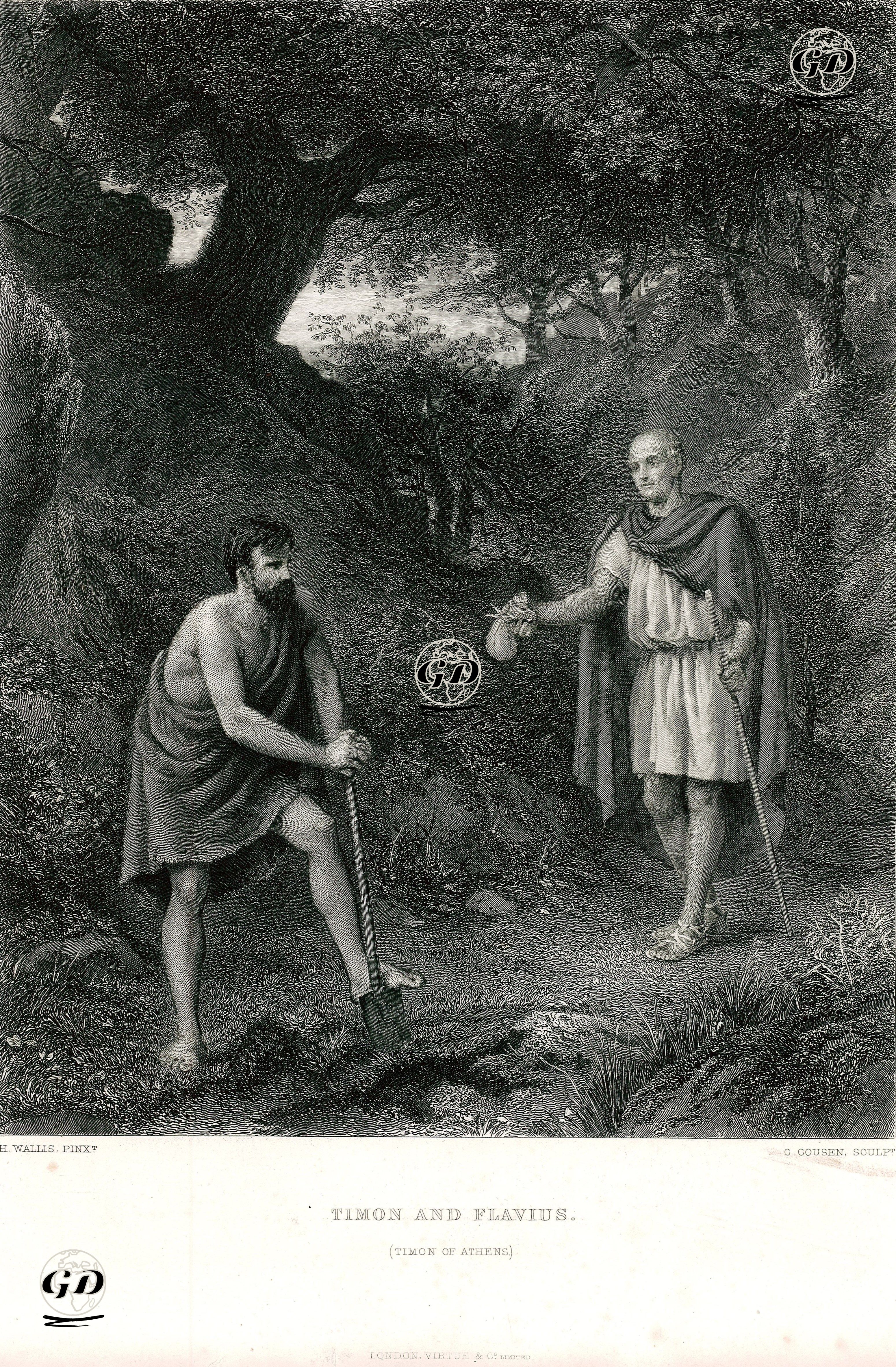 Timon And Flavius, Timon Of Athens (The Life Of Timon Of Athens)  - Henry Wallis (1806-1890) - 1870's