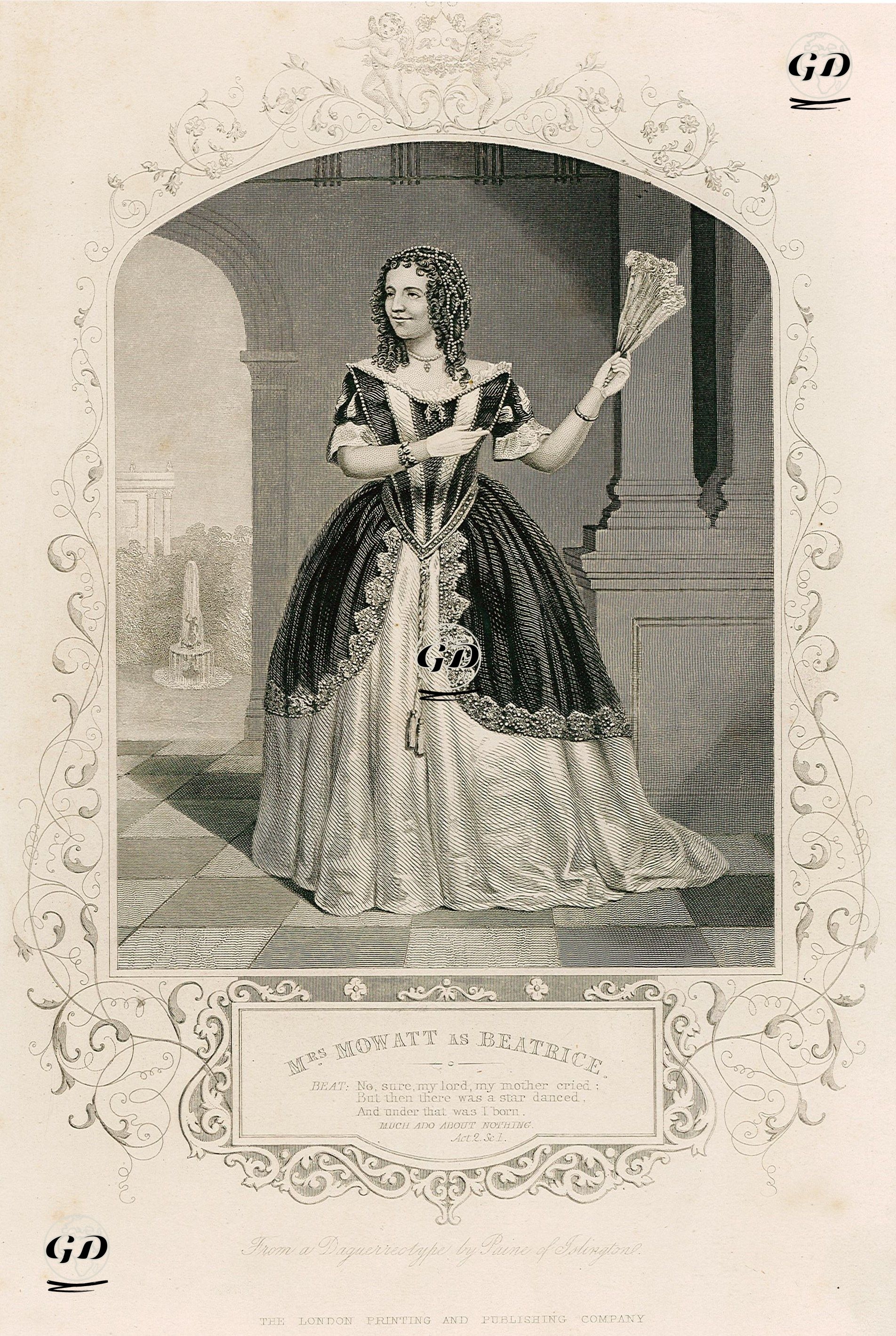 Mrs. Mowatt As Beatrice, Act. 2 Sc. 1 (Much Ado About Nothing)  - Paine of Islington (photographers) - 1850