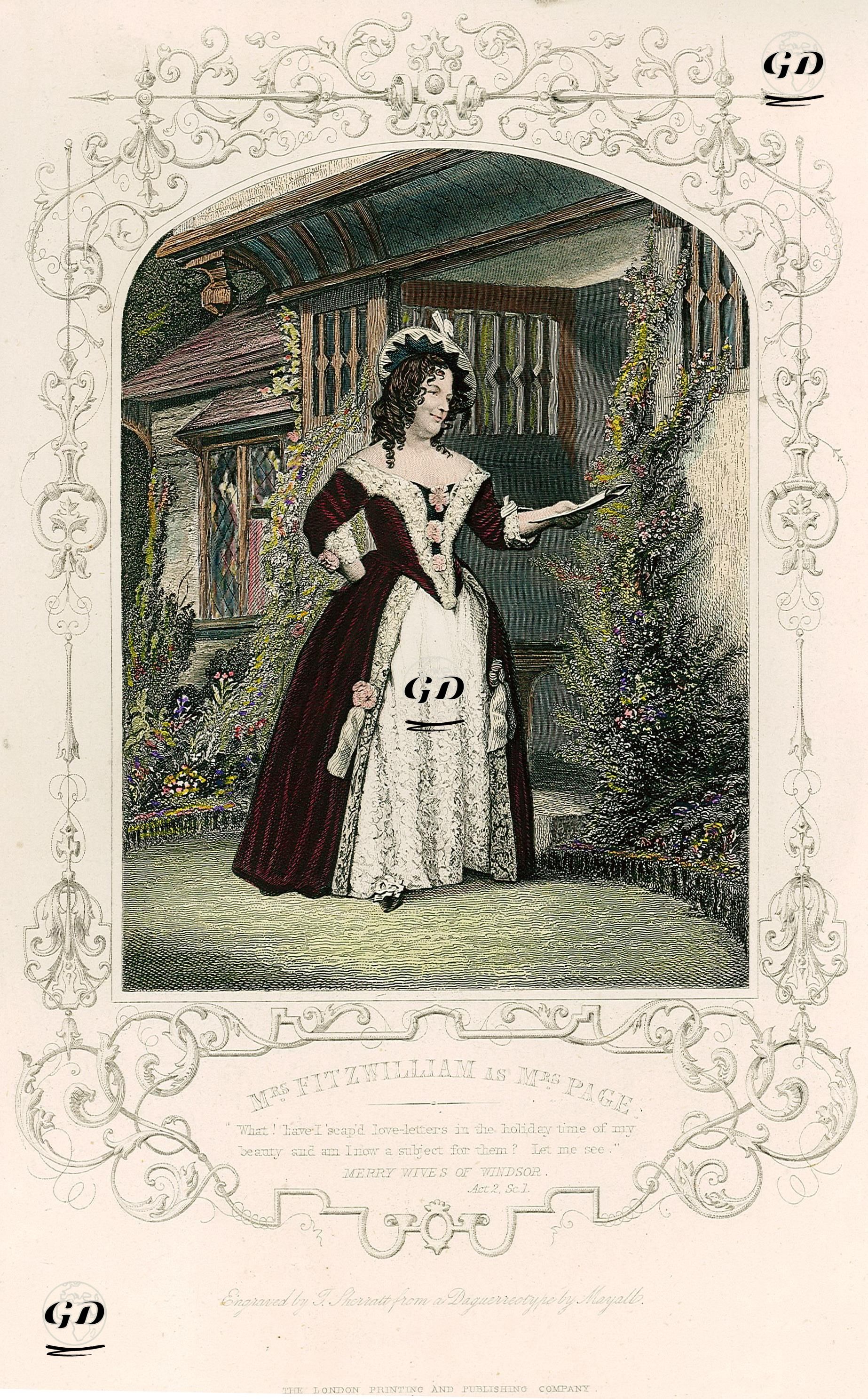 Mrs. Fitzwilliam As Mrs. Page, Act.2 Sc. 1 (The Merry Wives Of Windsor)  - John Jabez Edwin Mayall (1813-1901) (Photographer) - 1850