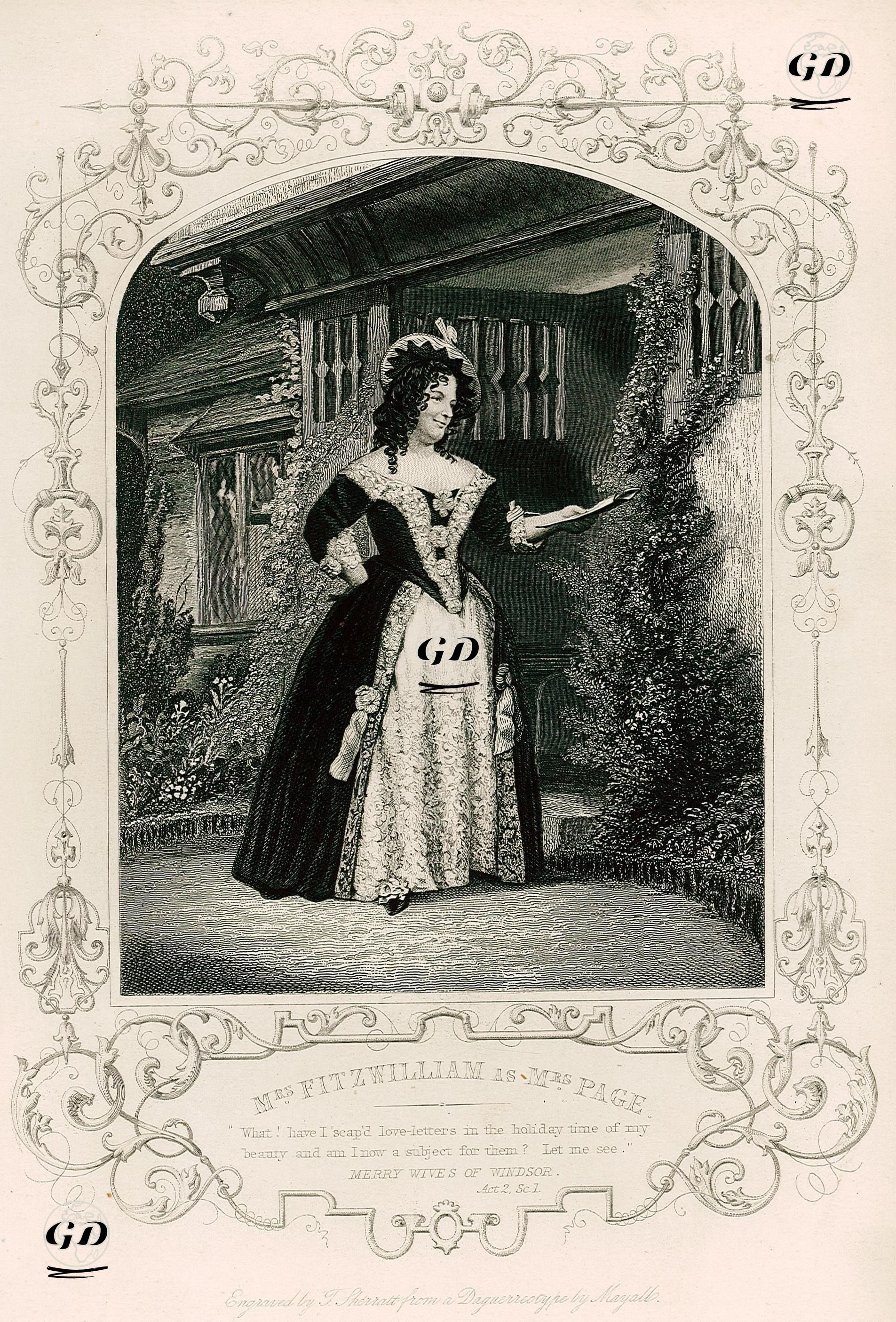 Mrs. Fitzwilliam As Mrs. Page, Act.2 Sc. 1 (The Merry Wives Of Windsor) - John Jabez Edwin Mayall (1813-1901) (Photographer) - 1850