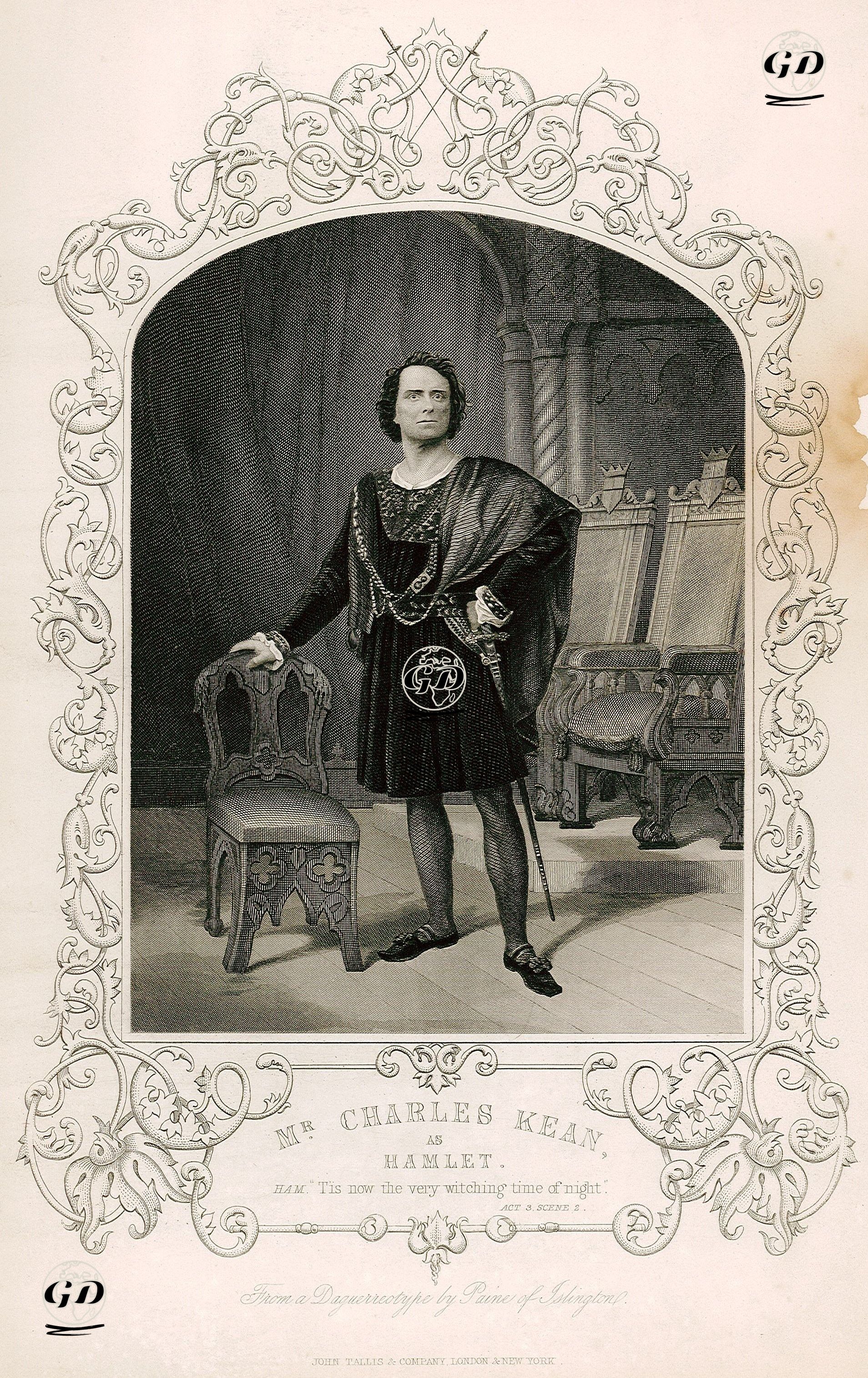 Mr. Charles Kean As Hamlet, Act. 3 Sc. 2(Hamlet)  - Paine of Islington (photographers) - 1850
