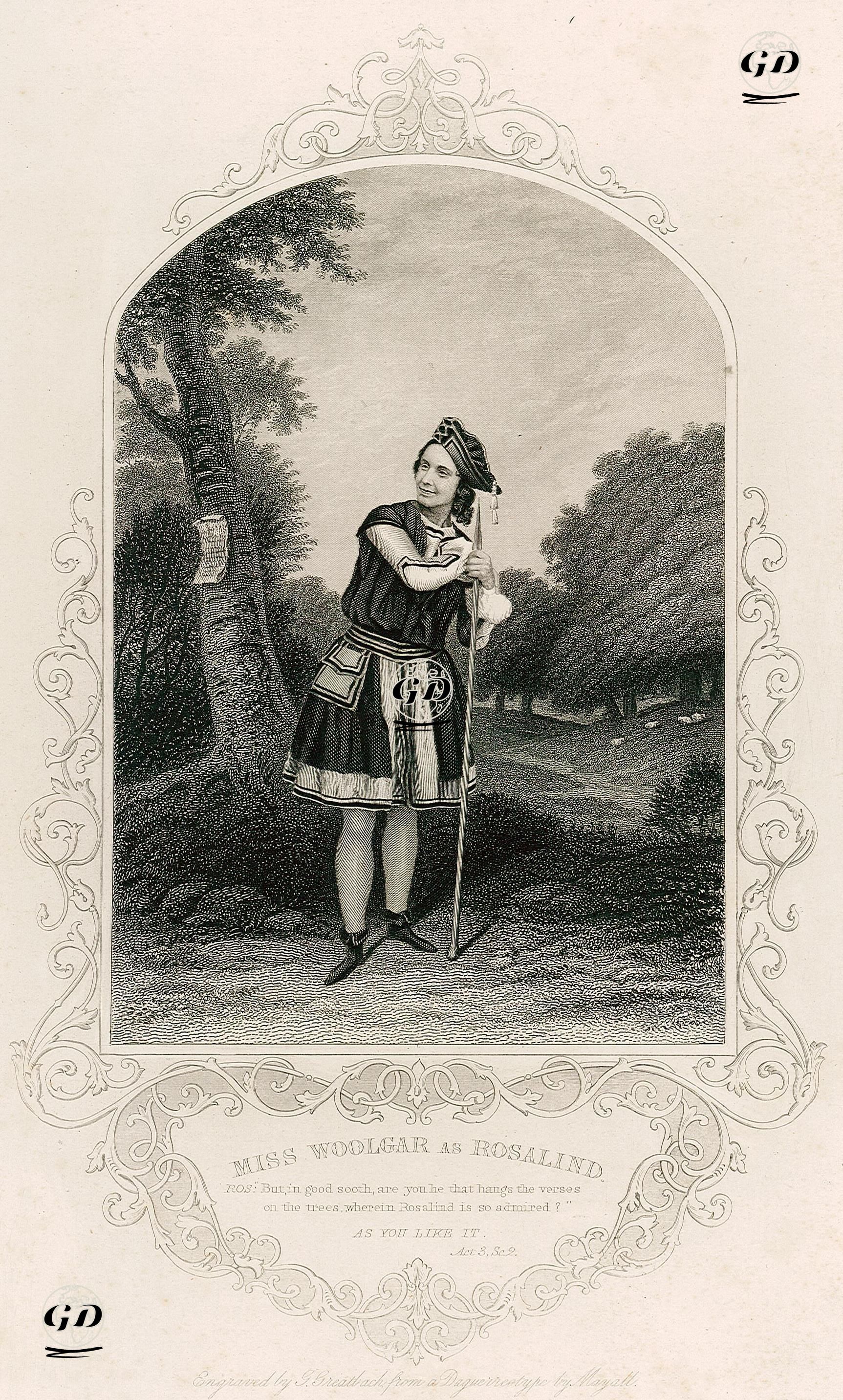 Miss Woolgar As Rosalind, Act. 3, Sc. 2 (As You Like İt)  - John Jabez Edwin Mayall (1813-1901) (Photographer) - 1850