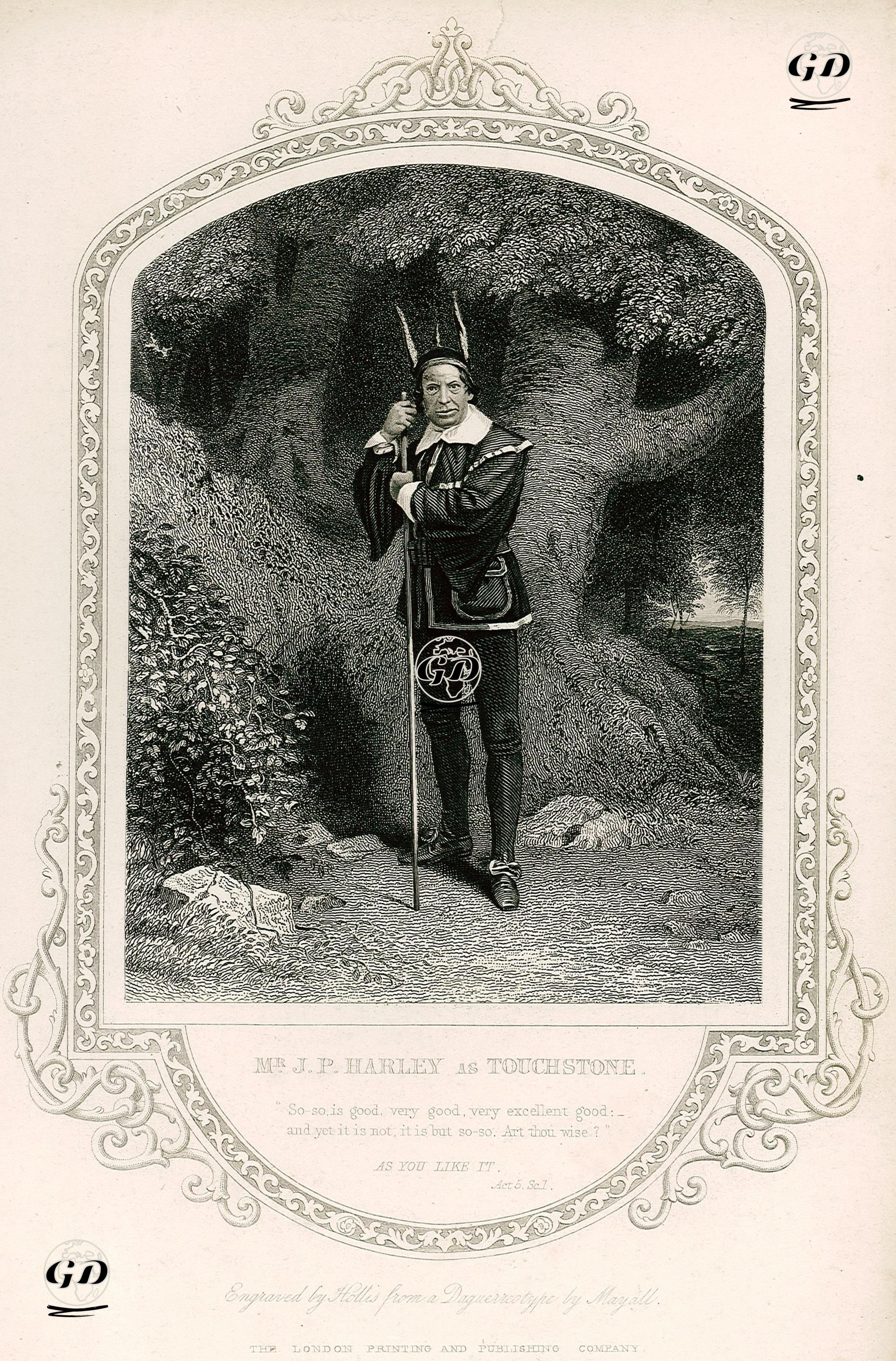 Mr. J.P. Harley As Touchstone, Act. 5 Sc. 1 (As You Like İt)  - John Jabez Edwin Mayall (1813-1901) (Photographer) - 1850