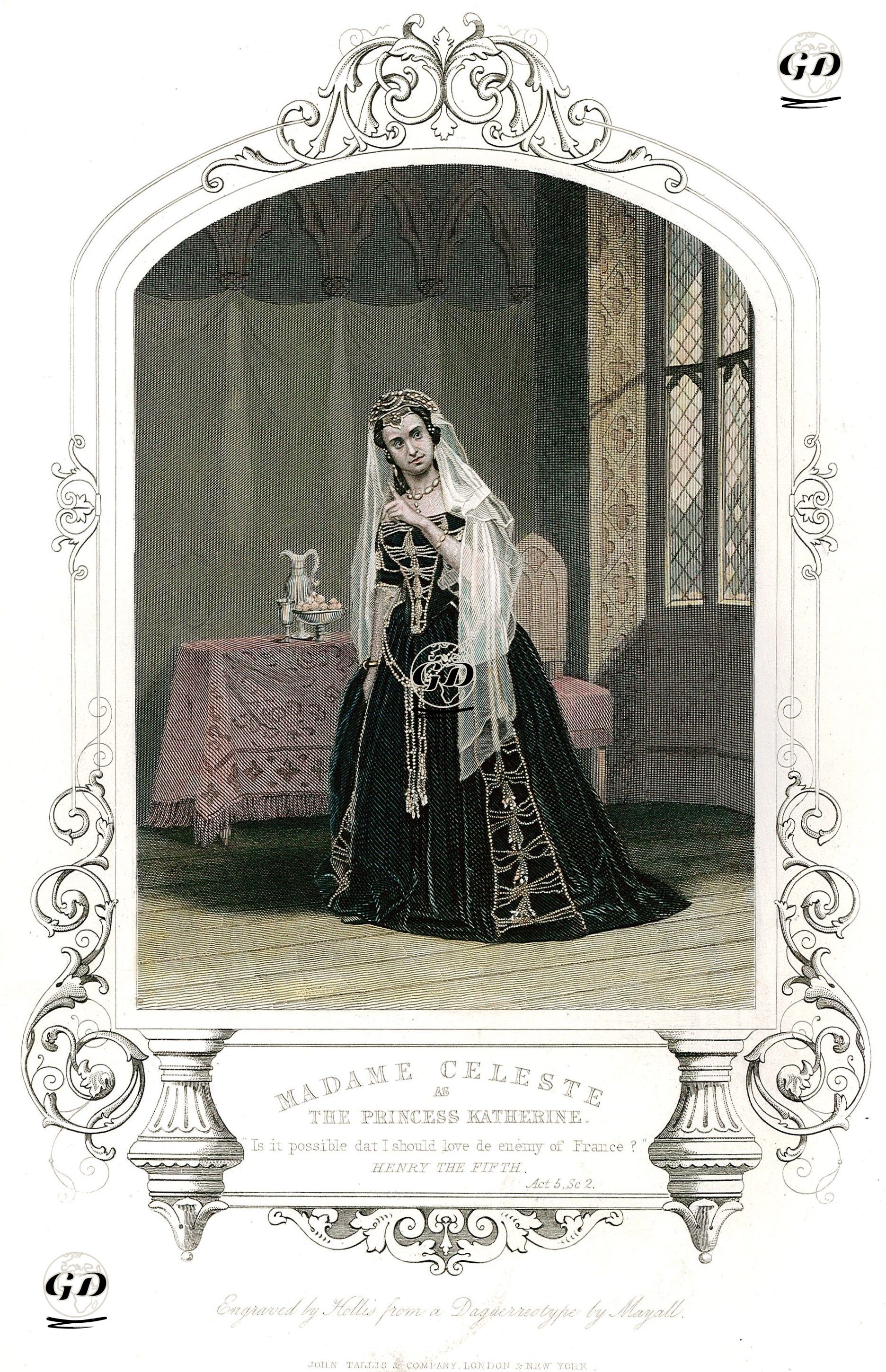 Madame Celeste As The Princess Katherina, Act. 5 Sc. 2(The Life of King Henry the Fifth)     - John Jabez Edwin Mayall (1813-1901) (Photographer) - 1850