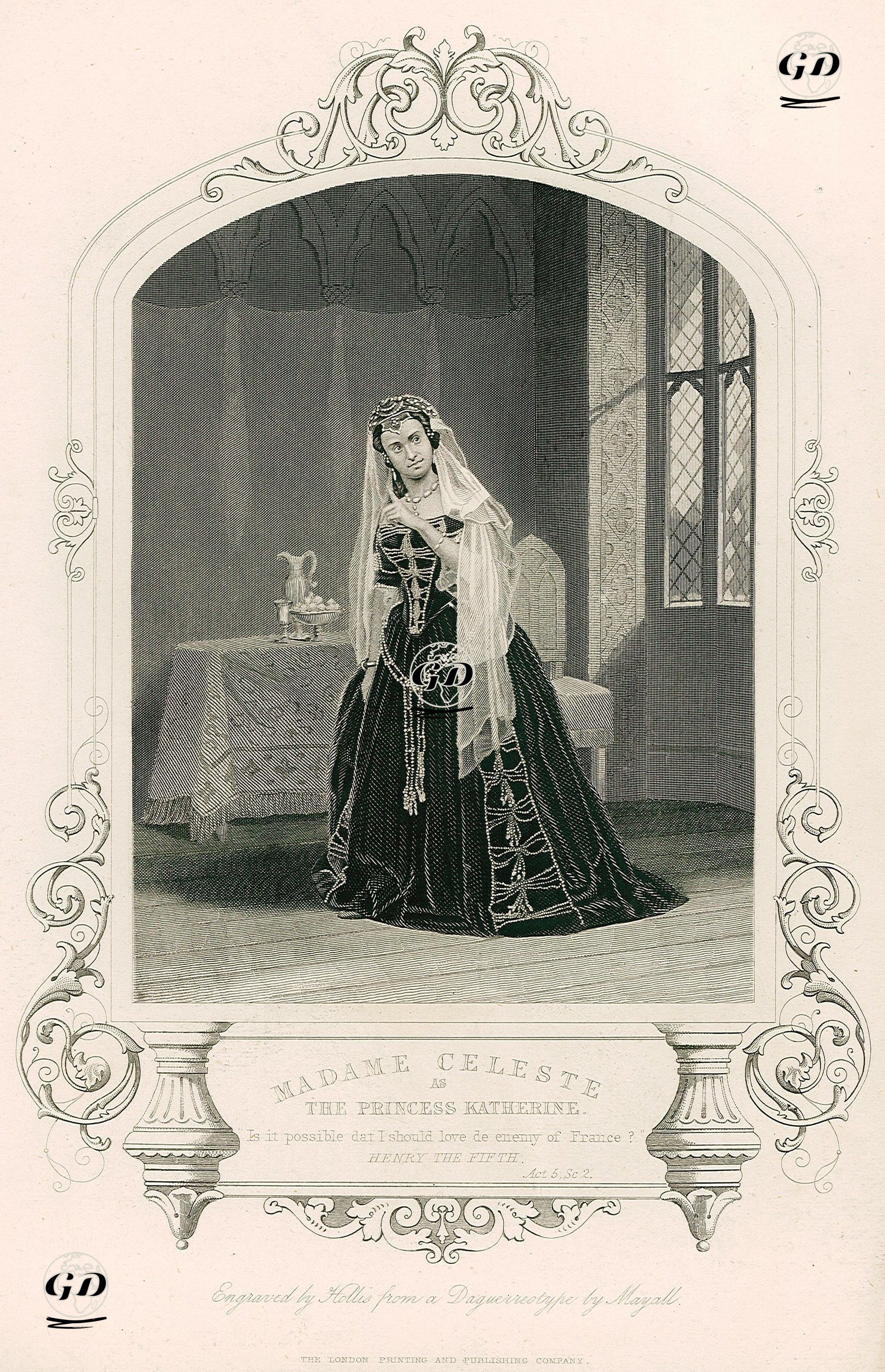 Madame Celeste As The Princess Katherina, Act. 5 Sc. 2(The Life of King Henry the Fifth)     - John Jabez Edwin Mayall (1813-1901) (Photographer) - 1850