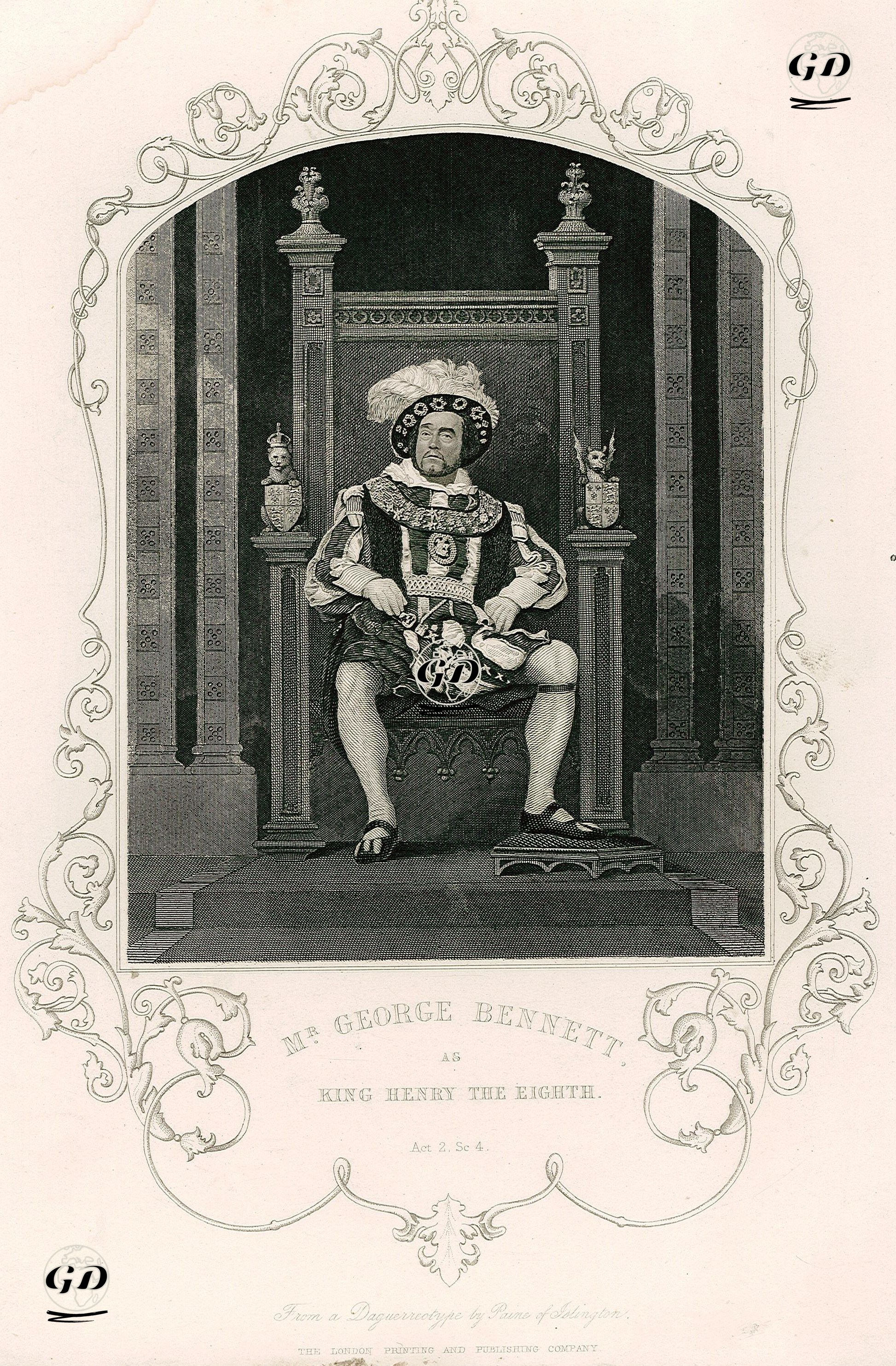 Mr. George Bennett As King Henry The Eighth, Act. 2 Sc. 4(King Henry VIII.)  - Paine of Islington (photographers) - 1850