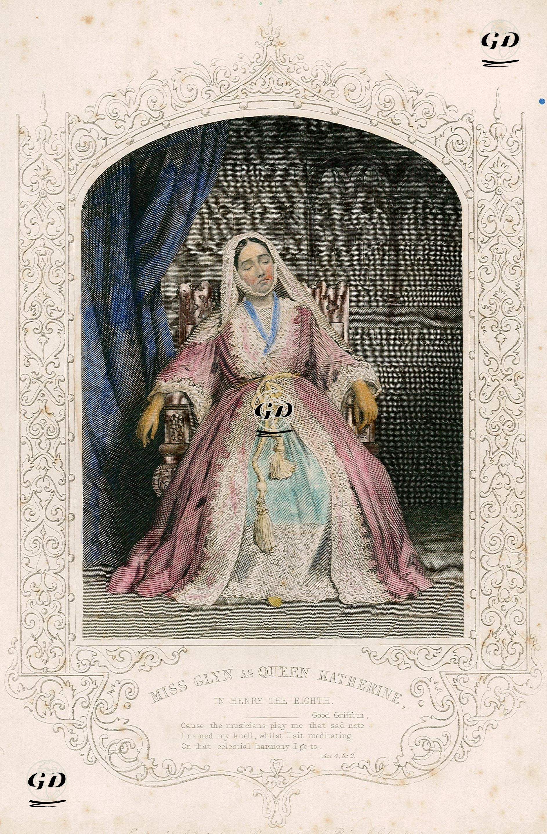 Miss Glyn As Queen Katherine, Act 4 Sc. 2(King Henry VIII.)   - Paine of Islington (photographers) - 1850
