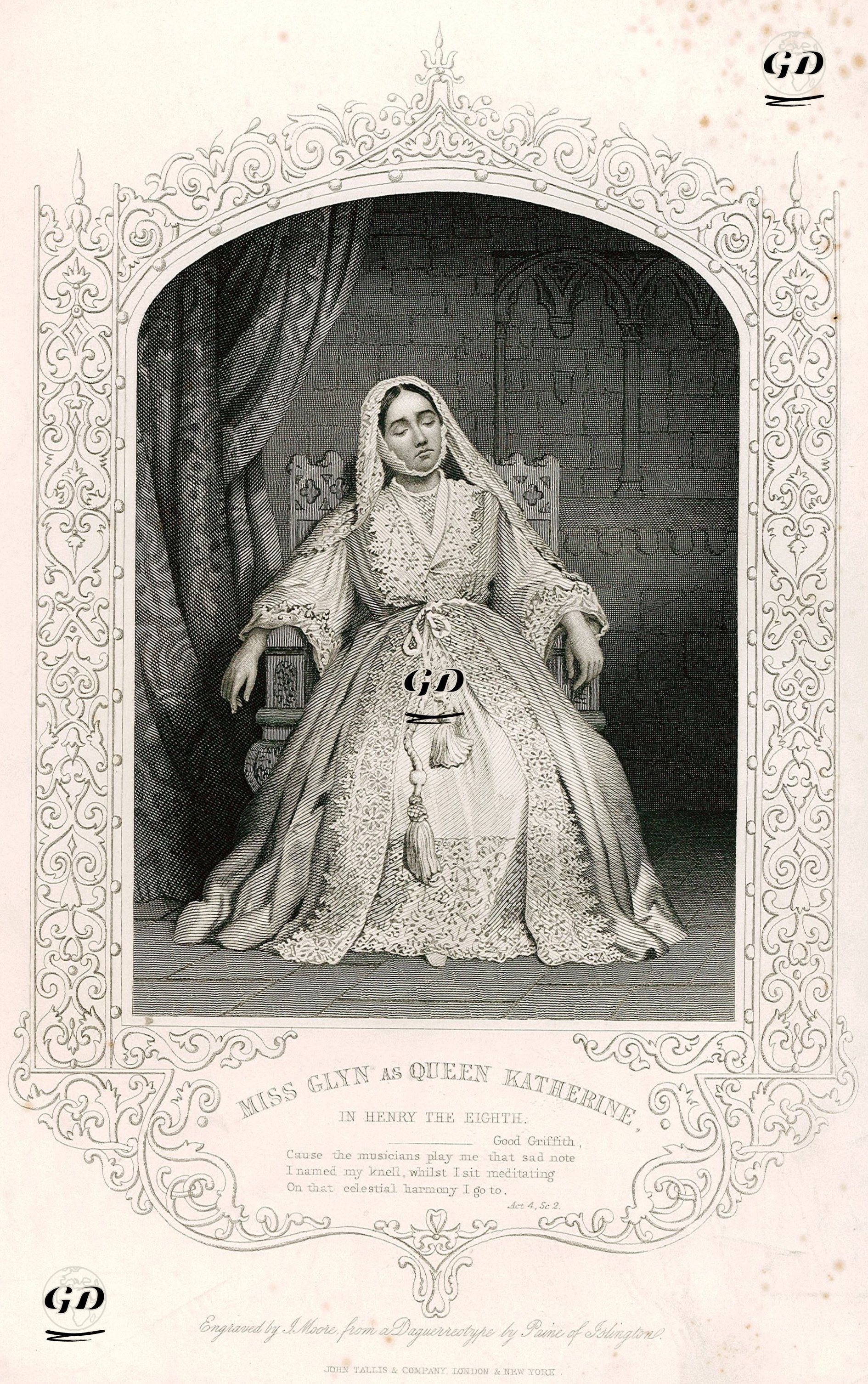 Miss Glyn As Queen Katherine, Act 4 Sc. 2(King Henry VIII.)   - Paine of Islington (photographers) - 1850