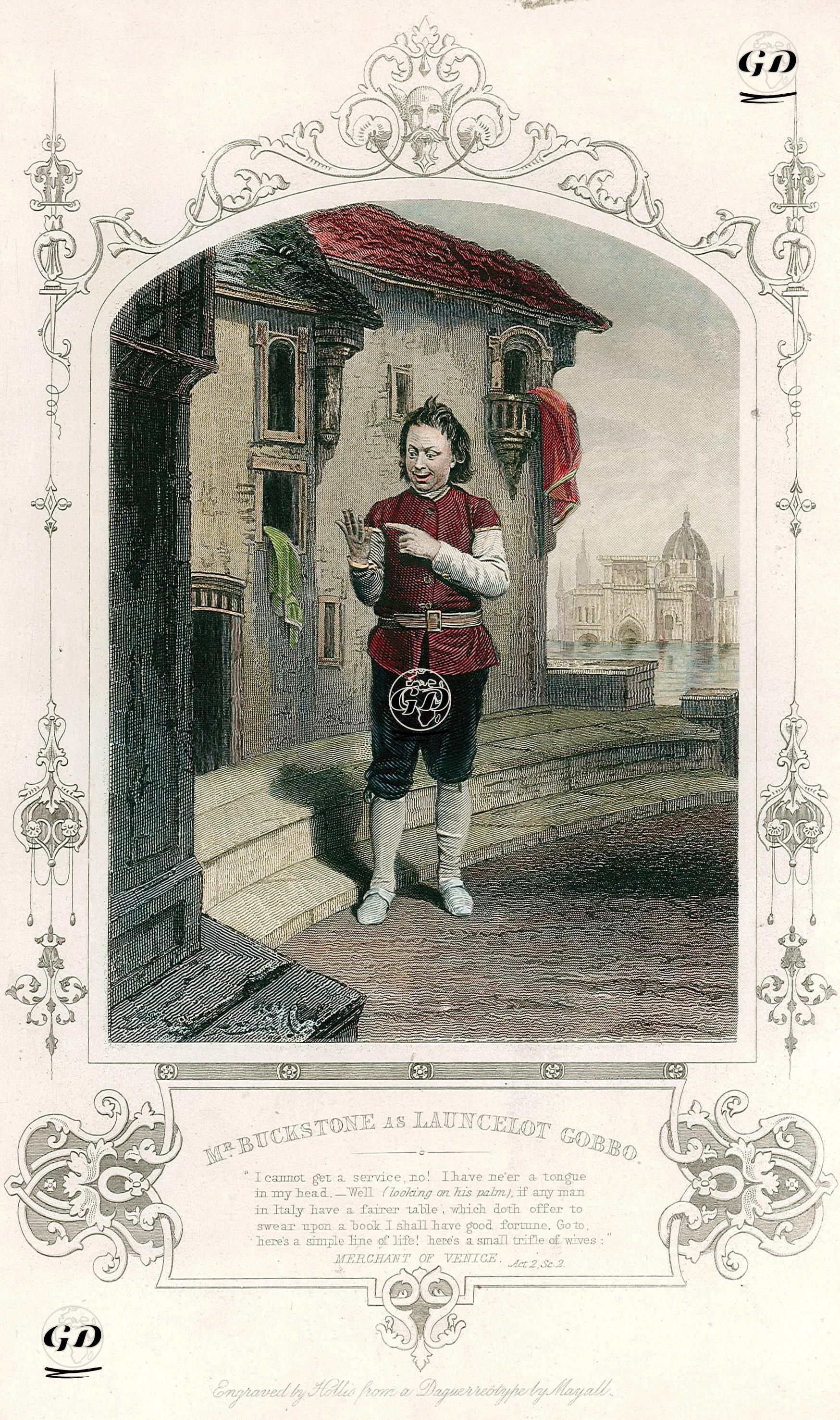 Mr. Buckstone As Launcelot Gobbo, Act 2 Sc. 2 (The Merchant Of Venice)  - John Jabez Edwin Mayall (1813-1901) (Photographer) - 1850