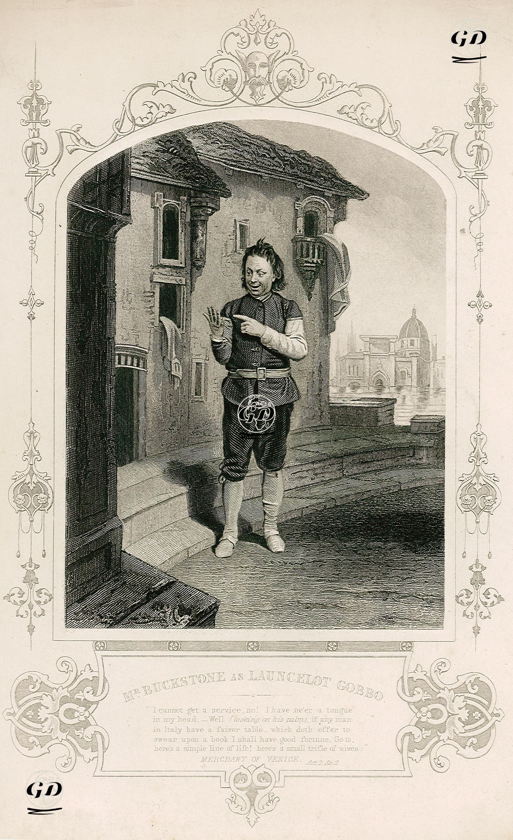 Mr. Buckstone As Launcelot Gobbo, Act 2 Sc. 2 (The Merchant Of Venice)  - John Jabez Edwin Mayall (1813-1901) (Photographer) - 1850
