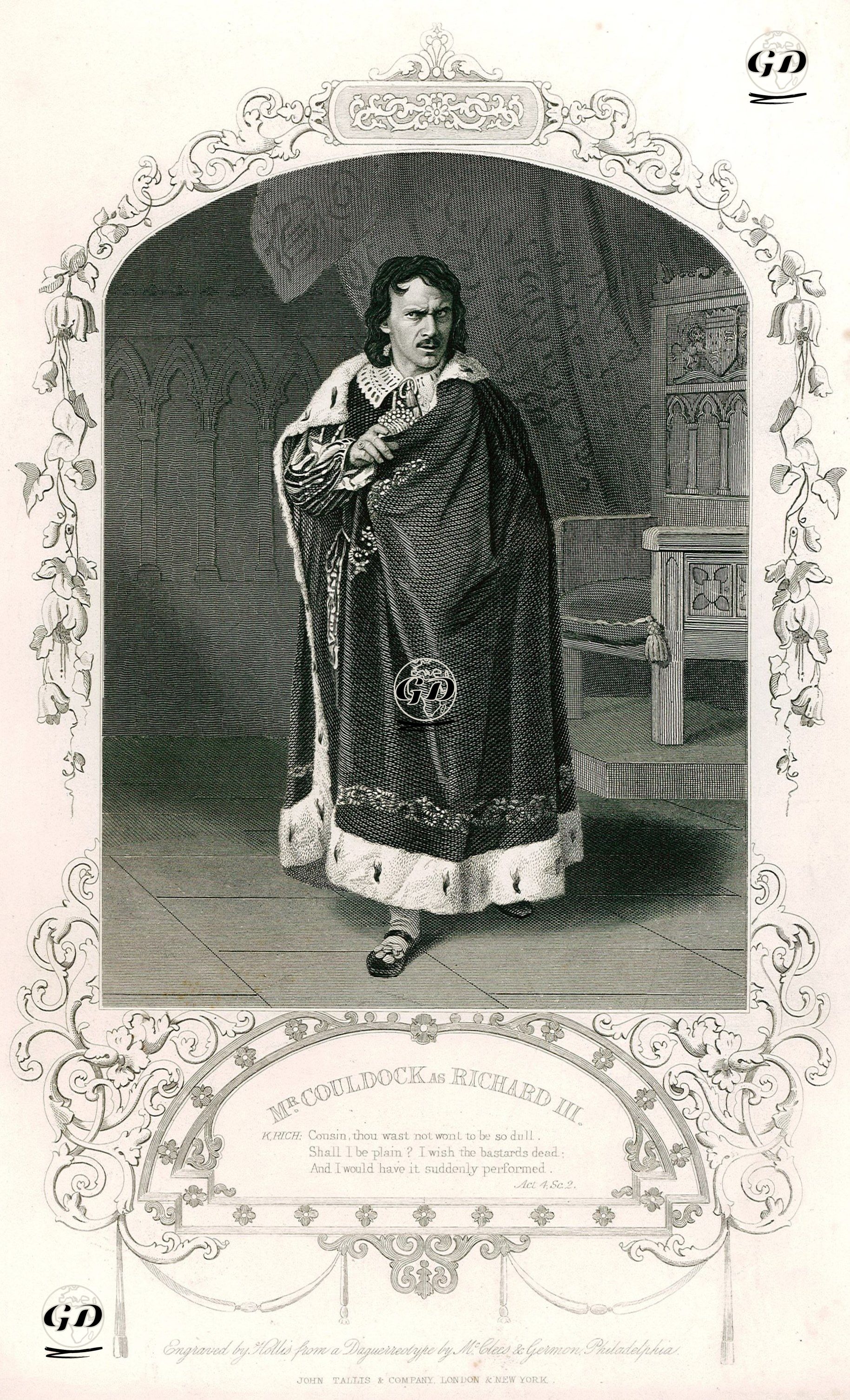 Mr. Couldock As Richard lll., Act. 4 Sc. 2(The Tragedy Of King Richard III.)   - Glees & Germon - 1850