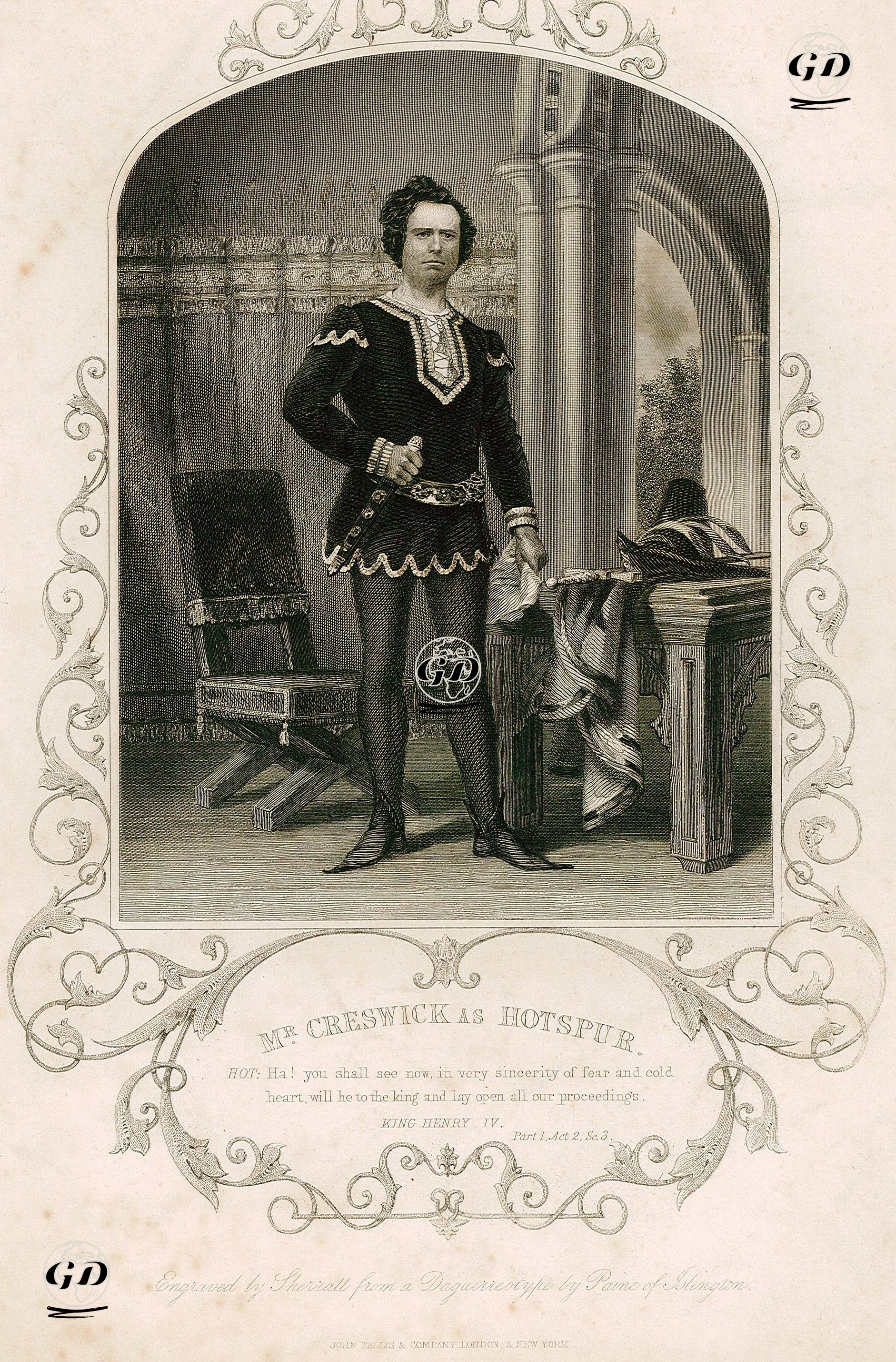 Mr. Creswick As Hotspur, Part 1 Act. 2 Sc. 3(The History Of Henry IV.)  - Paine of Islington (photographers) - 1850