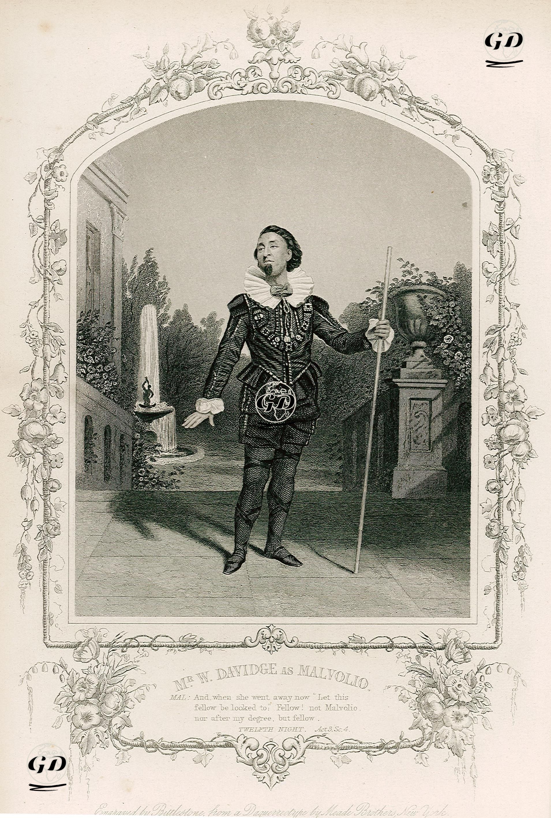 Mr. W.Davidge As Malvolio, Act 3 Sc. 4 (Twelfth Night)  - Meade Brothers - 1850