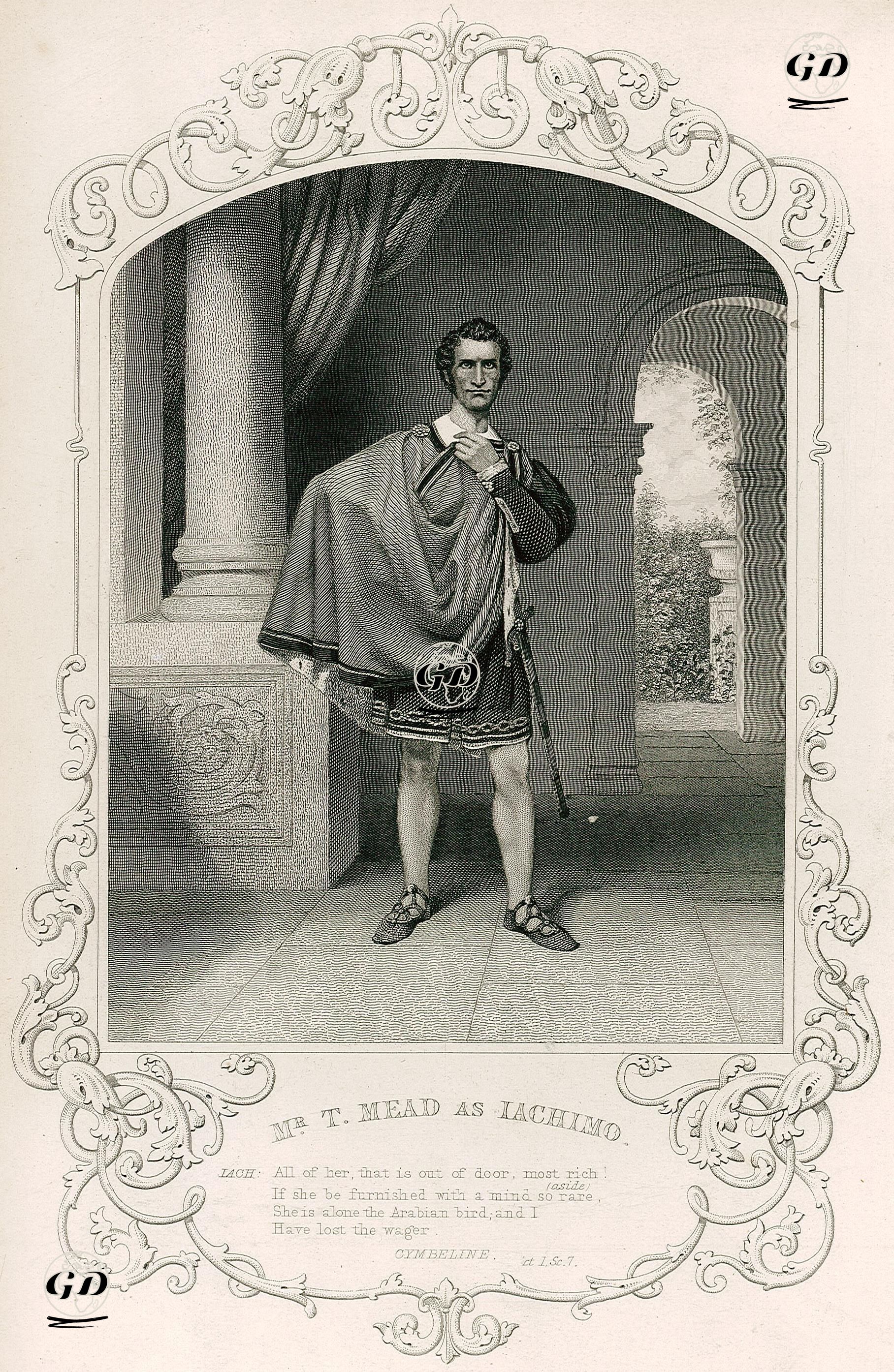 Mr. T.Mead As Iachimo, Act. 1 Sc. 7(Cymbeline)  - R.Hogg - 1850