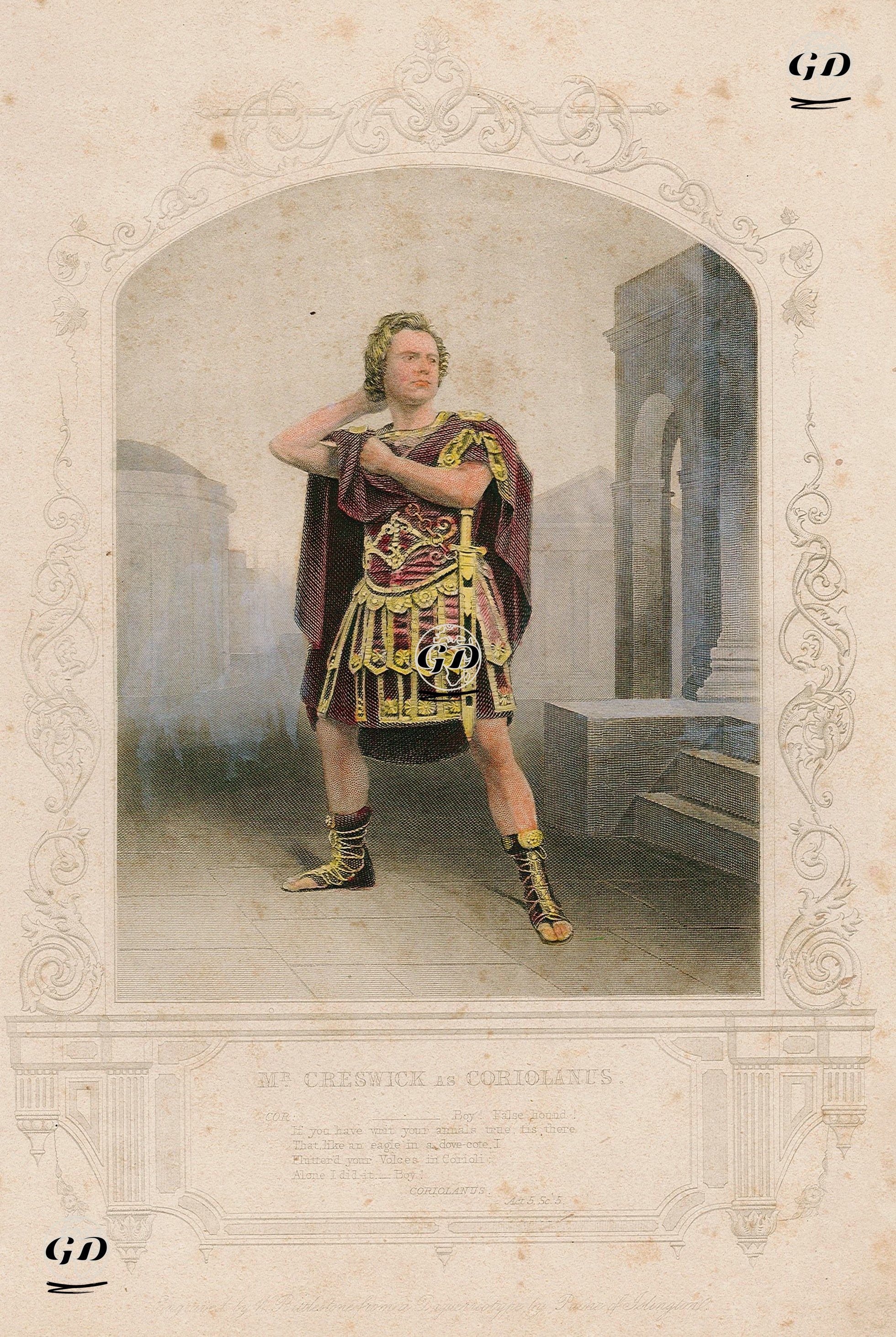 Mr. Creswick As Coriolanus, Act. 5 Sc. 5(Coriolanus)  - Paine of Islington (photographers) - 1850