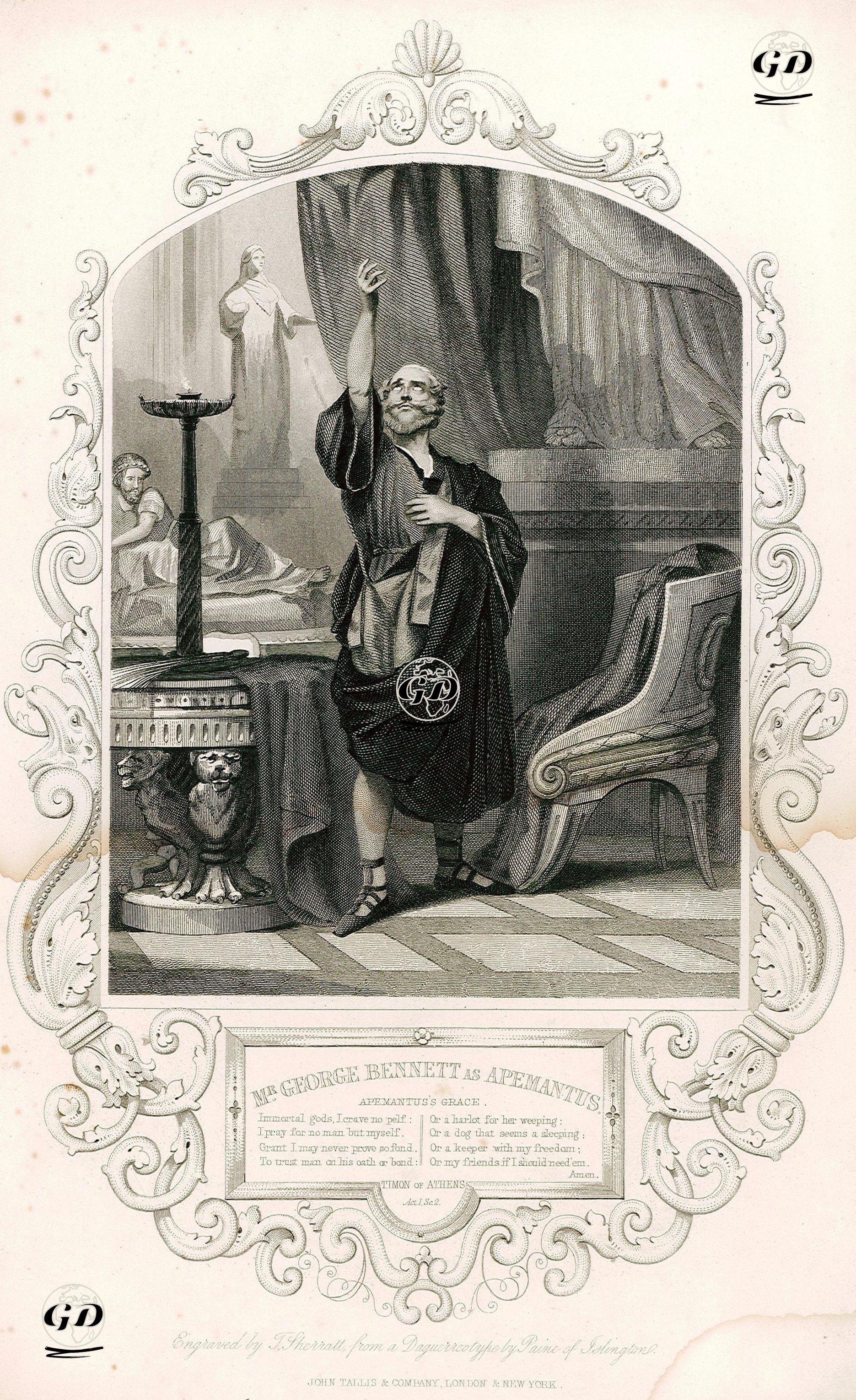Mr. George Bennett As Apemantus, Act 1 Sc. 2(The Life Of Timon Of Athens)  - Paine of Islington (photographers) - 1850
