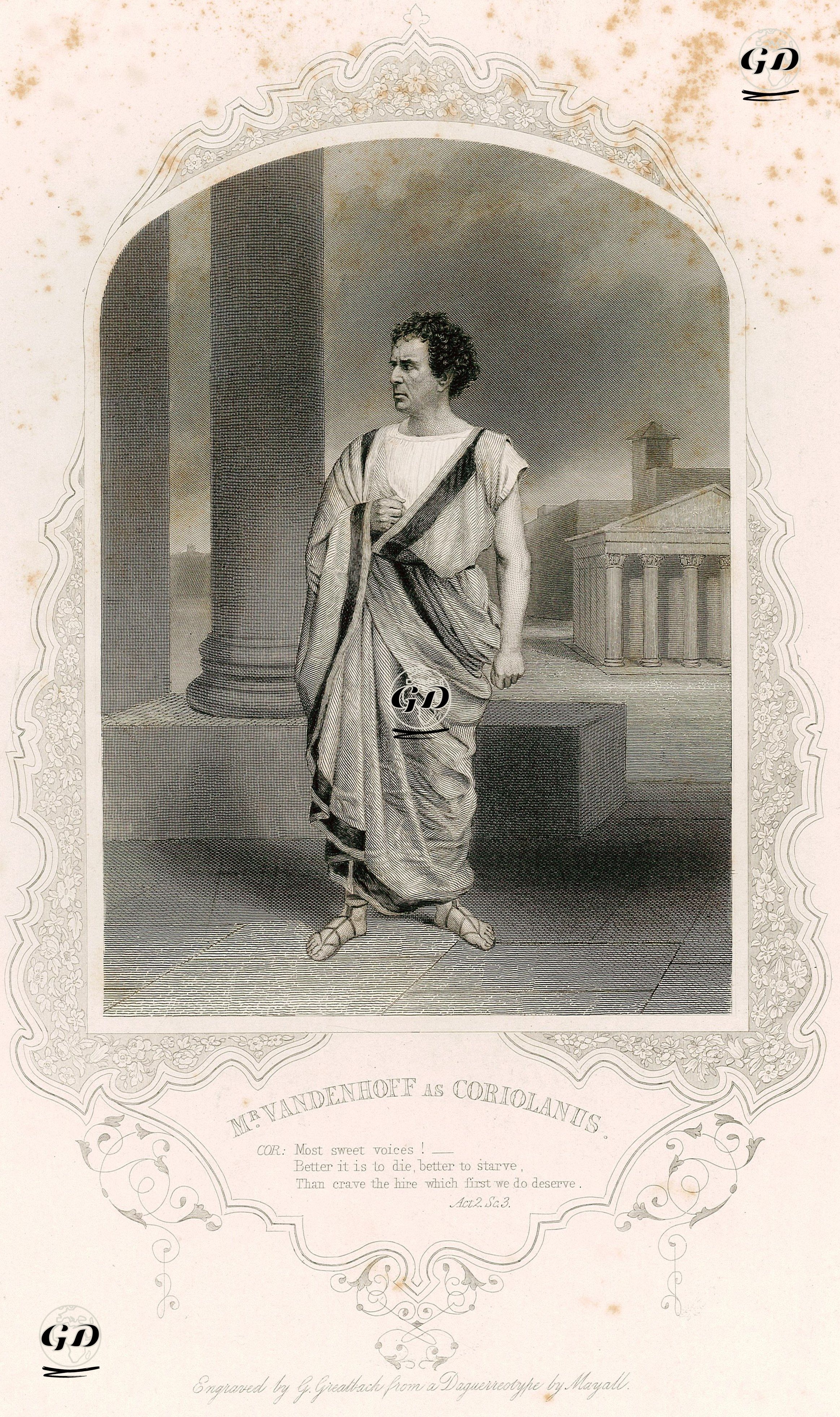 Mr. Vandenhoff As Coriolanus, Act. 2 Sc. 3 (Coriolanus)  - John Jabez Edwin Mayall (1813-1901) (Photographer) - 1850