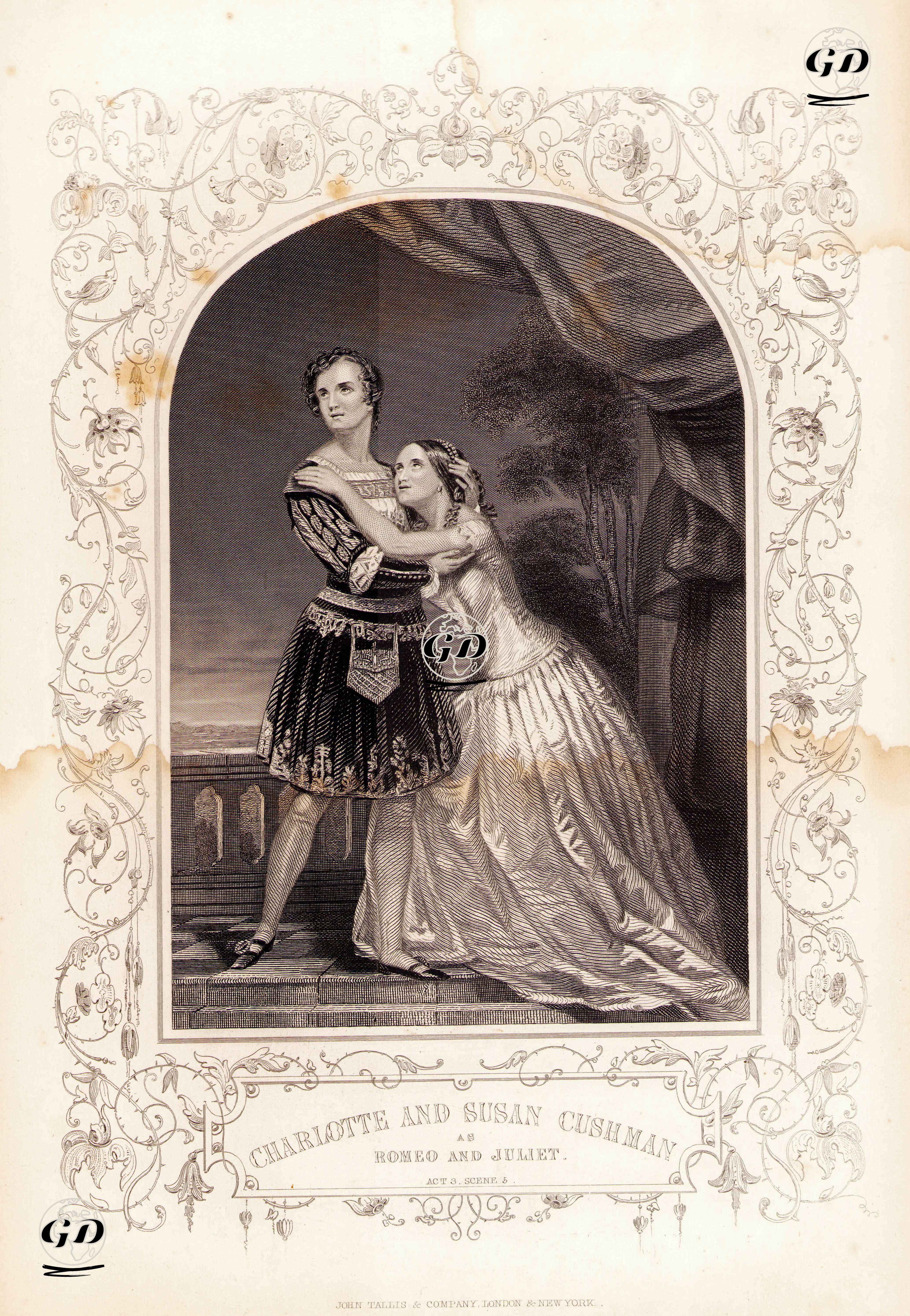 Charlotte And Susan Cushman As Romeo And Juliet, Act. 3 Sc. 5 (Romeo And Juliet) -  - 1850's