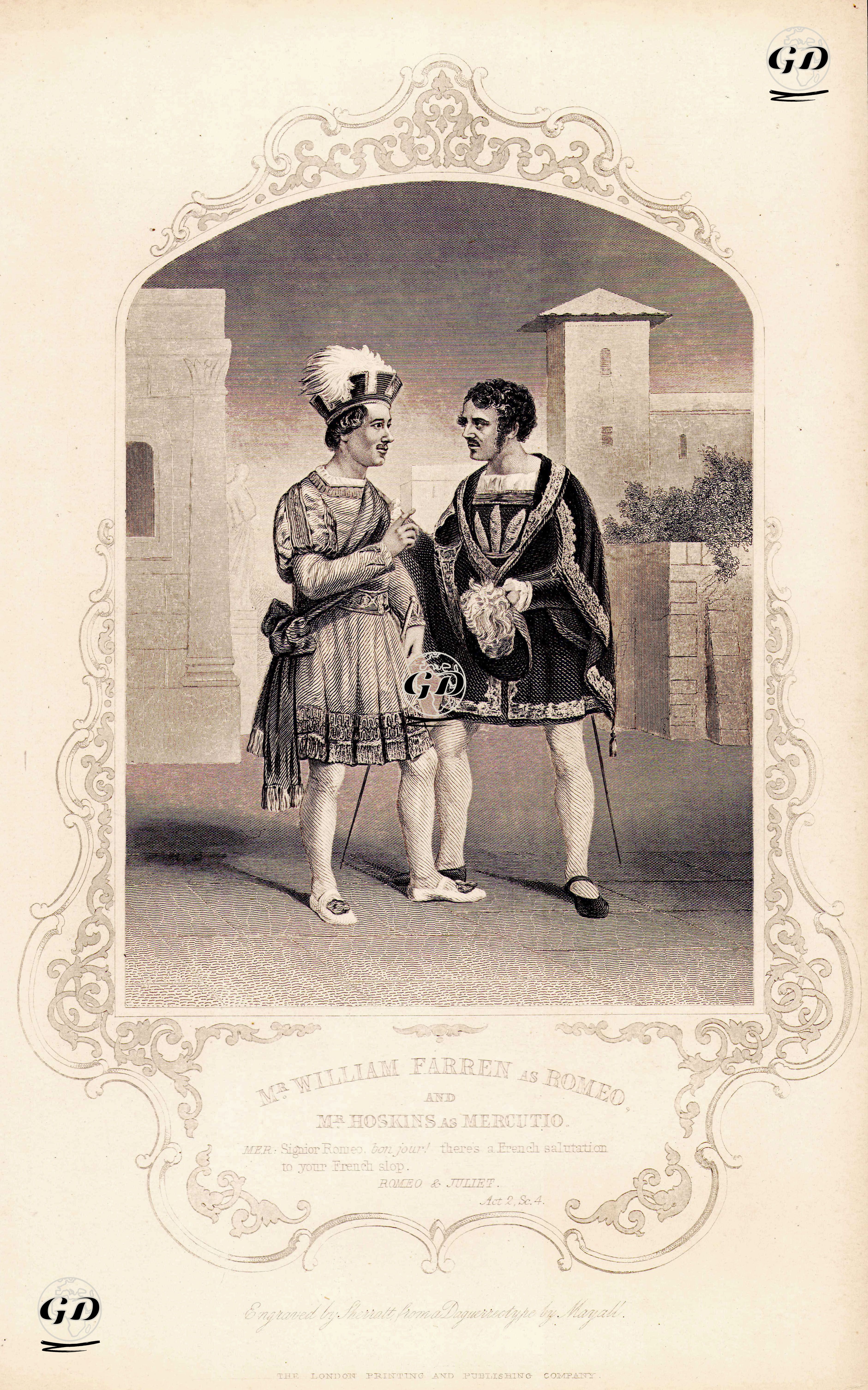 Mr. Willam Farren As Romeo And Mr. Hoskins As Mercutio, Act. 2, Sc. 4 (Romeo And Juliet)  - John Jabez Edwin Mayall (1813-1901) (Photographer) - 1850