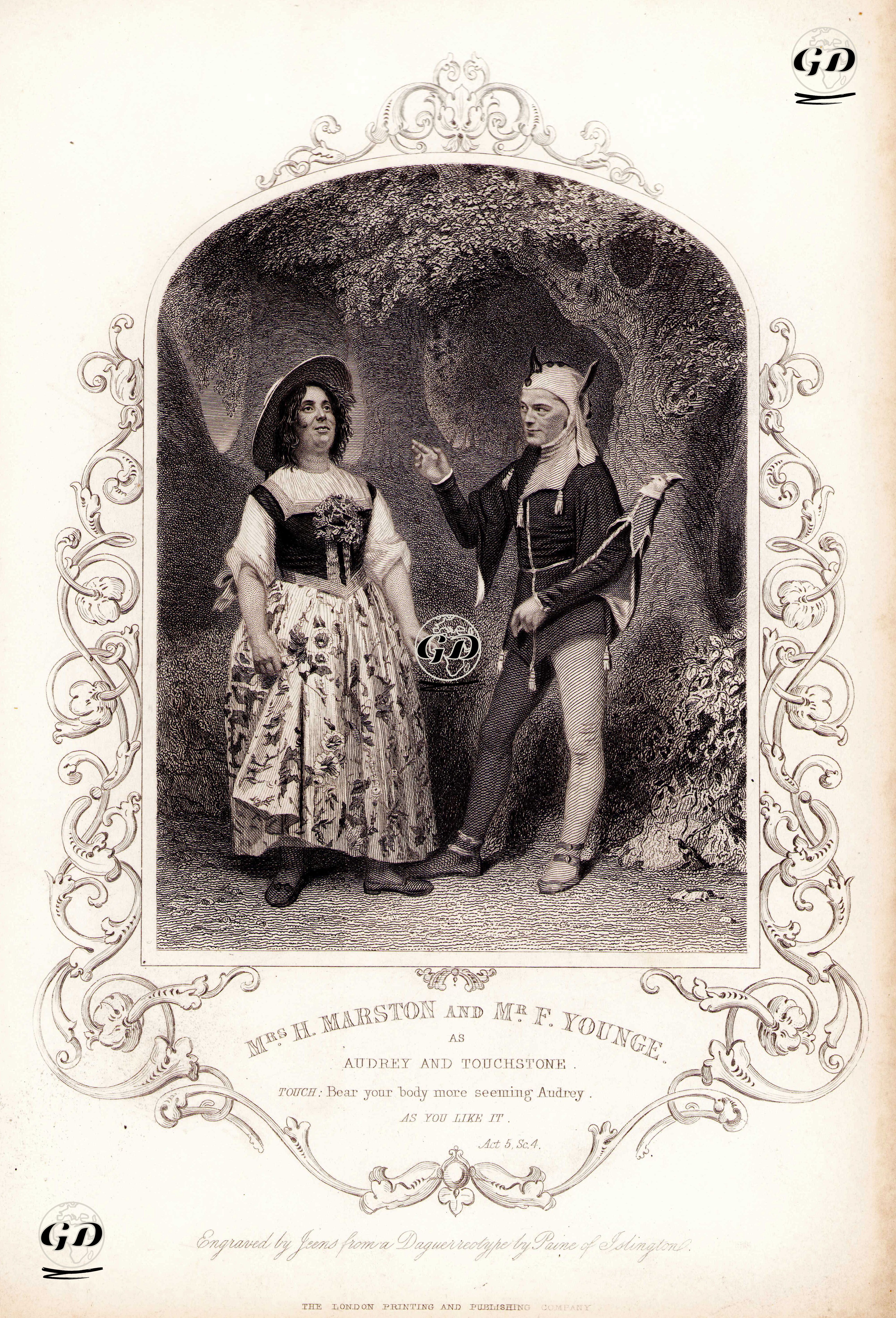 Mrs. H.Marston And Mr. F.Younge As Audrey And Touchstone, Act. 5, Sc. 4  (As You Like İt)  - Paine of Islington (photographers) - 1850