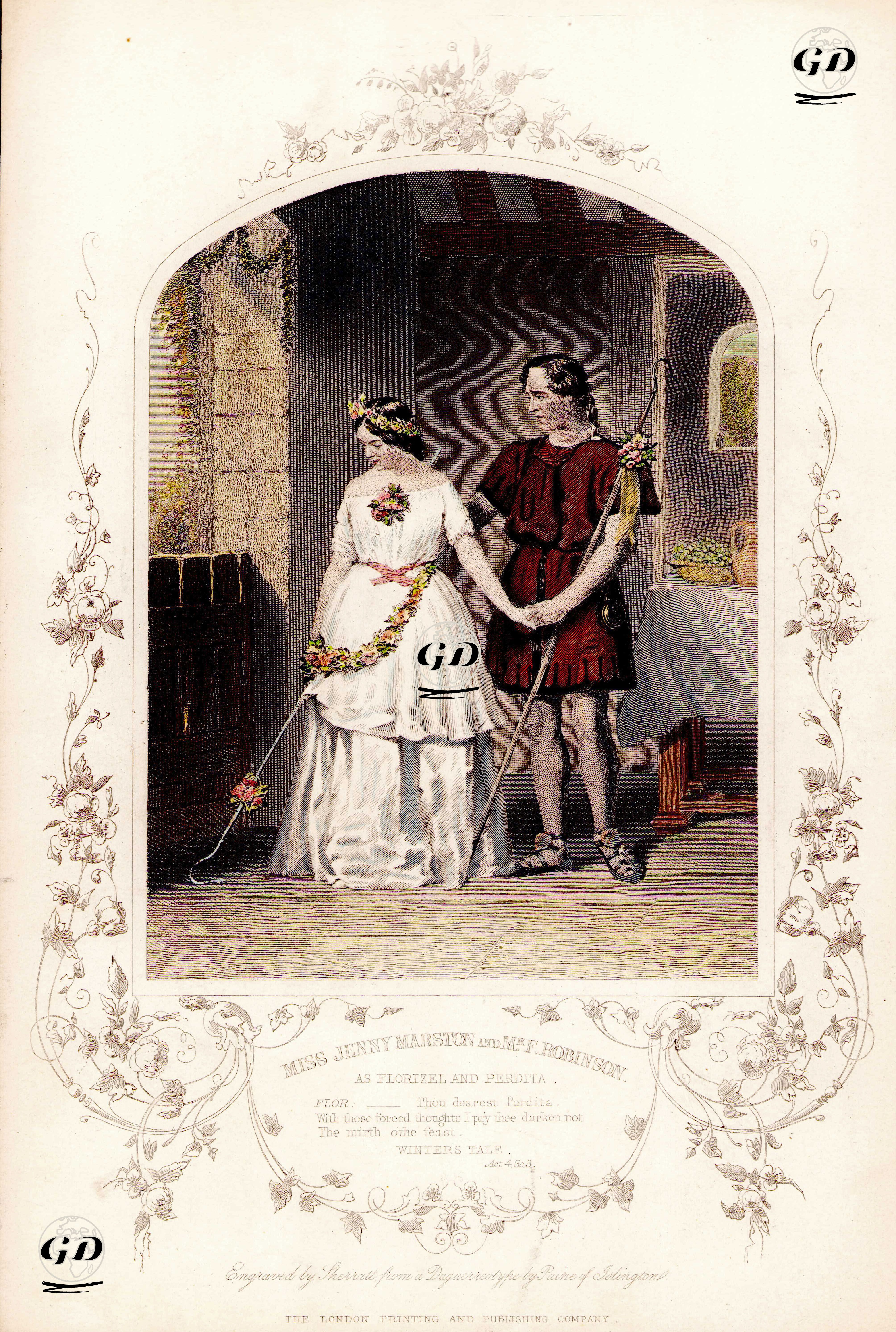 Miss Jeny Marston And Mr. F.Robinson As Florizel And Perdita, Act. 4 Sc. 3 (The Winter's Tale)  - Paine of Islington (photographers) - 1850