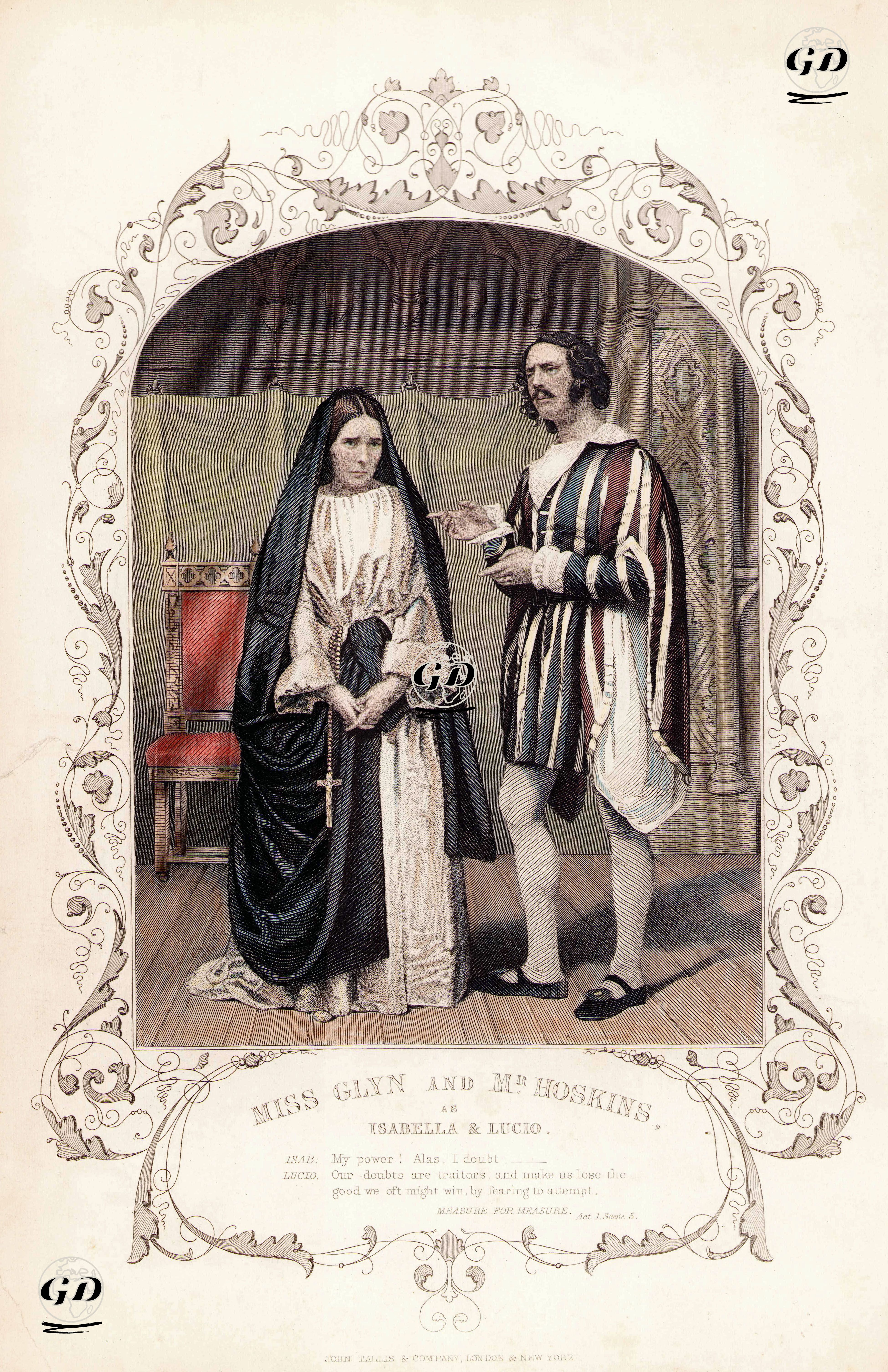 Miss Glyn And Mr. Hoskins As İsabella & Lucio, Act. 1 Sc. 5 (Measure For Measure)  -  - 1850