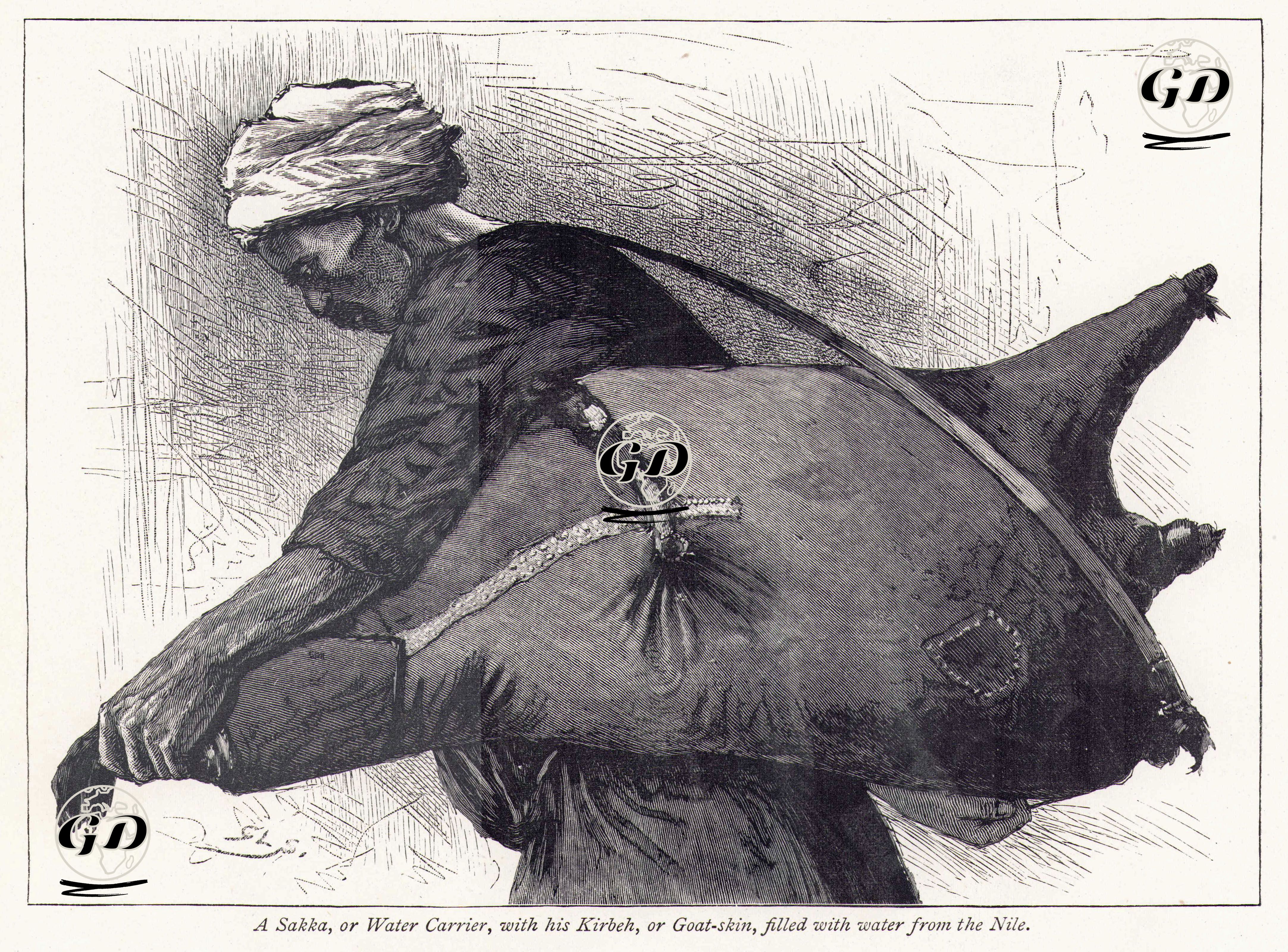 A Sakka Or Water Carrier With His Kirbeh Or Goat Skin Filled Ewith Water From The Nile -  - 1879