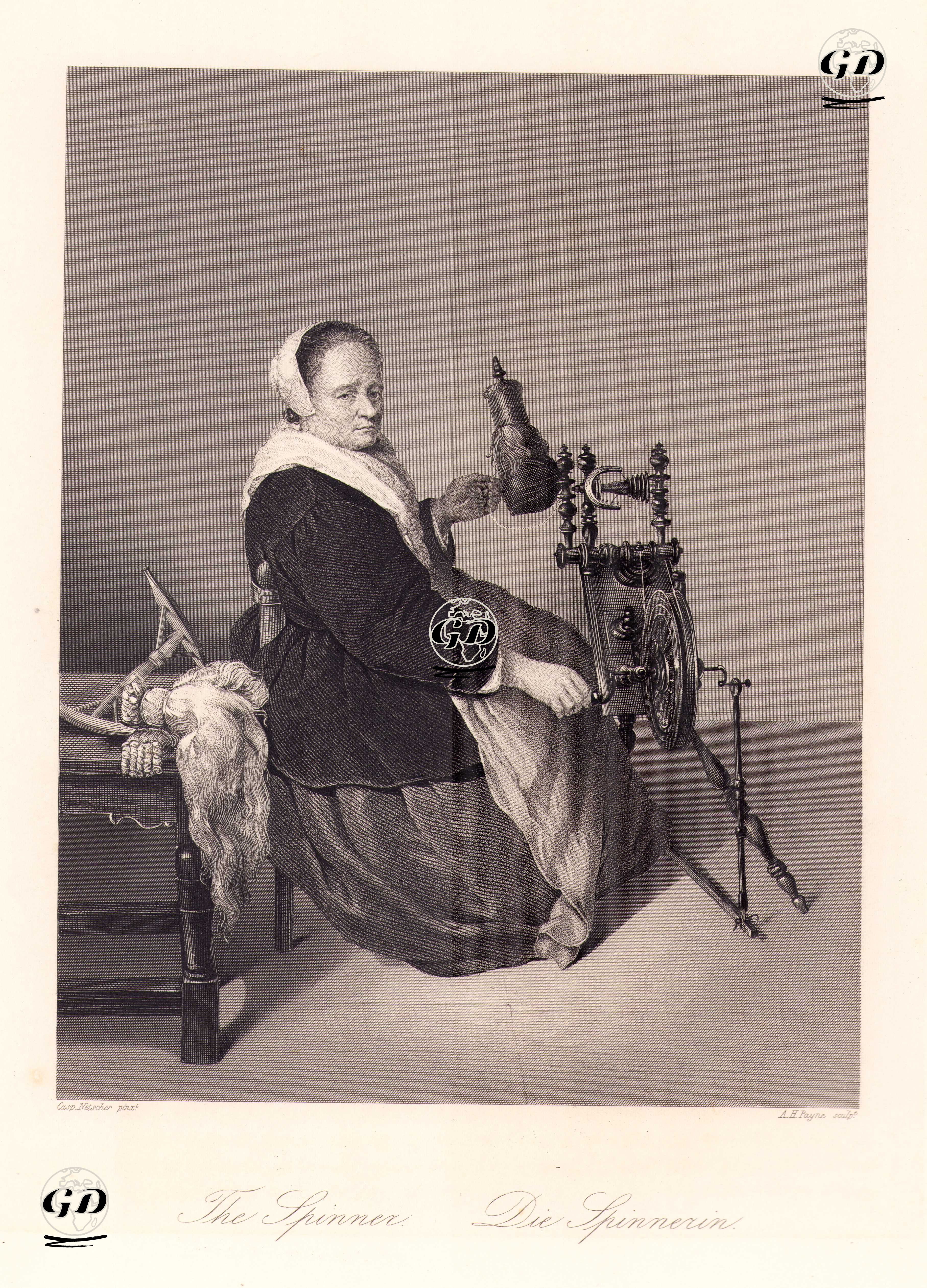 İp Eğirici - Caspar Netscher (1639-1684) - 1850's