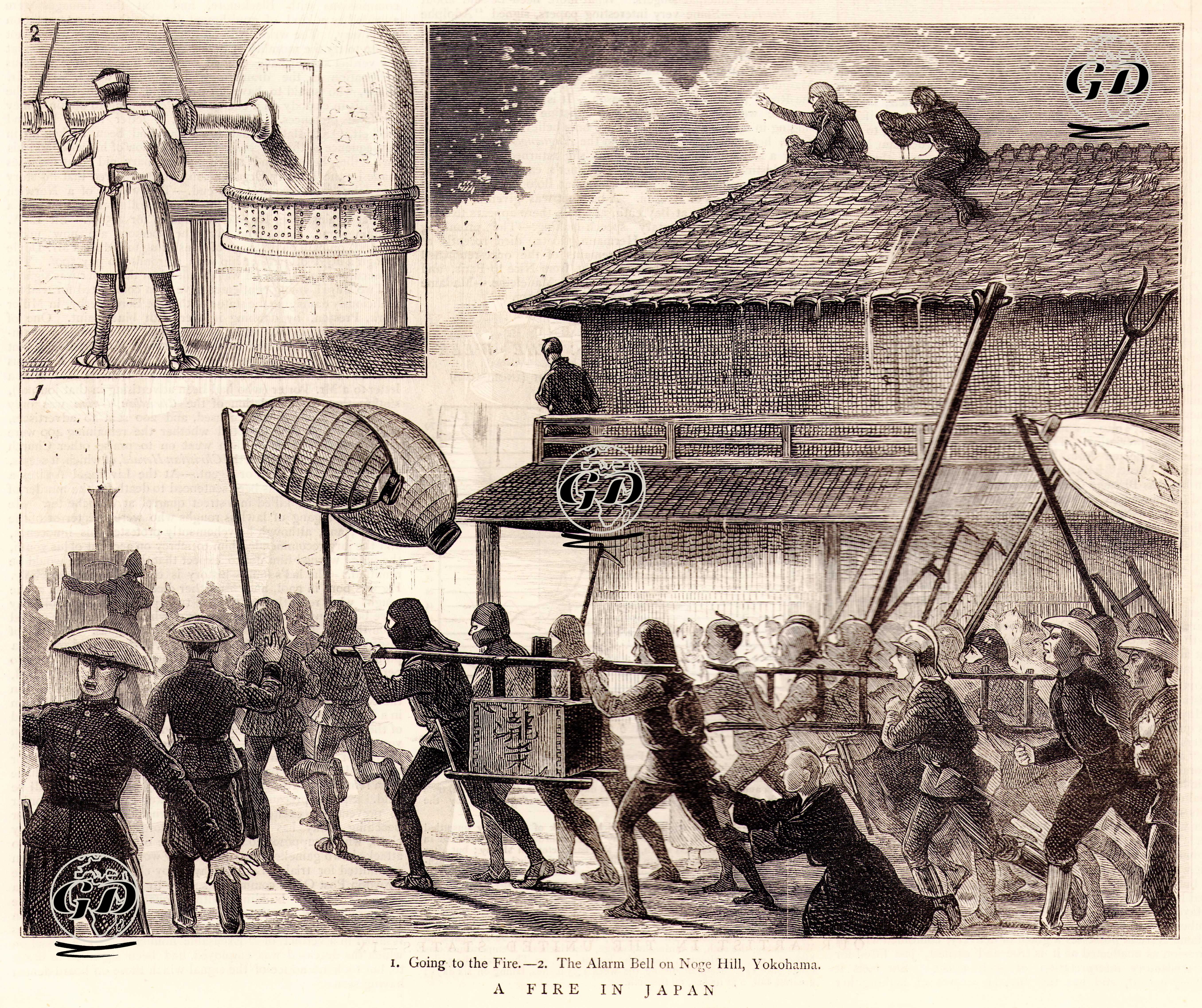 Japonya'da Bir Yangın Ve İtfaiyeciler -  - 1876