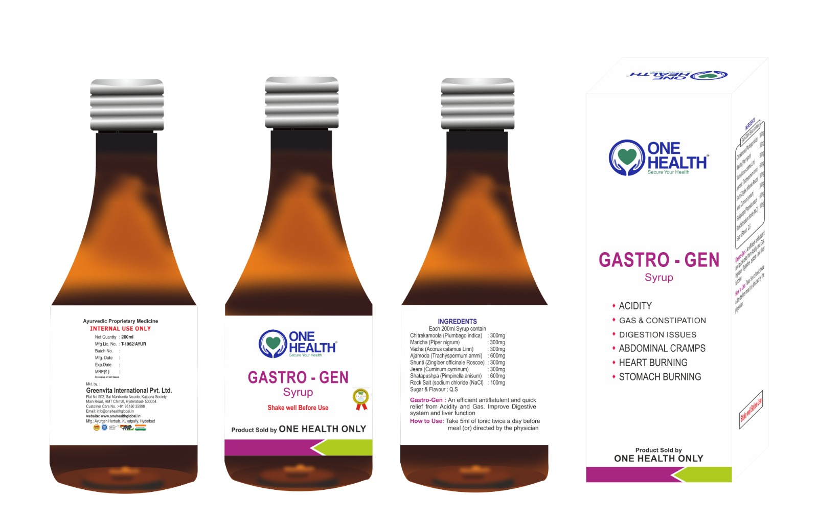 Gastro Gen Syrup | Ayurvedic Digestive Care Tonic | Relief from Acidity, Indigestion & Gas |