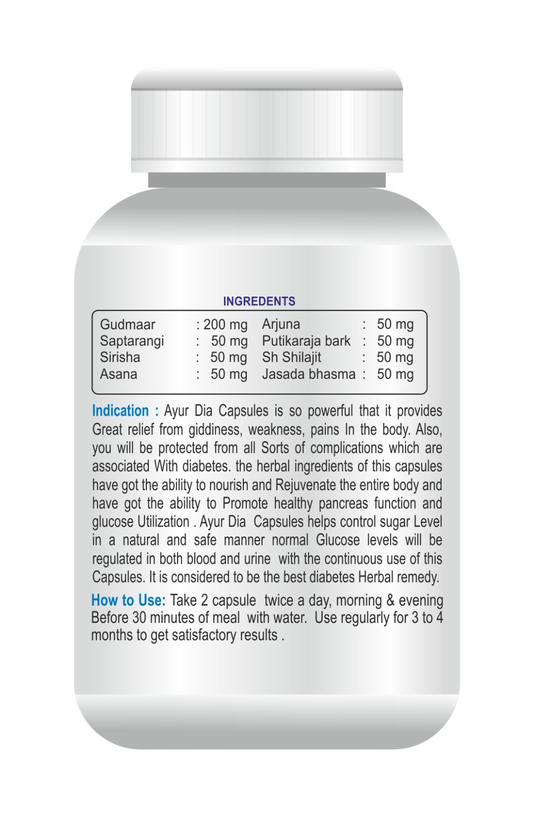 Ayur Dia – Ayurvedic Diabetic Care Capsules | Natural Blood Sugar Support | Herbal Formula for Glucose Management |  2