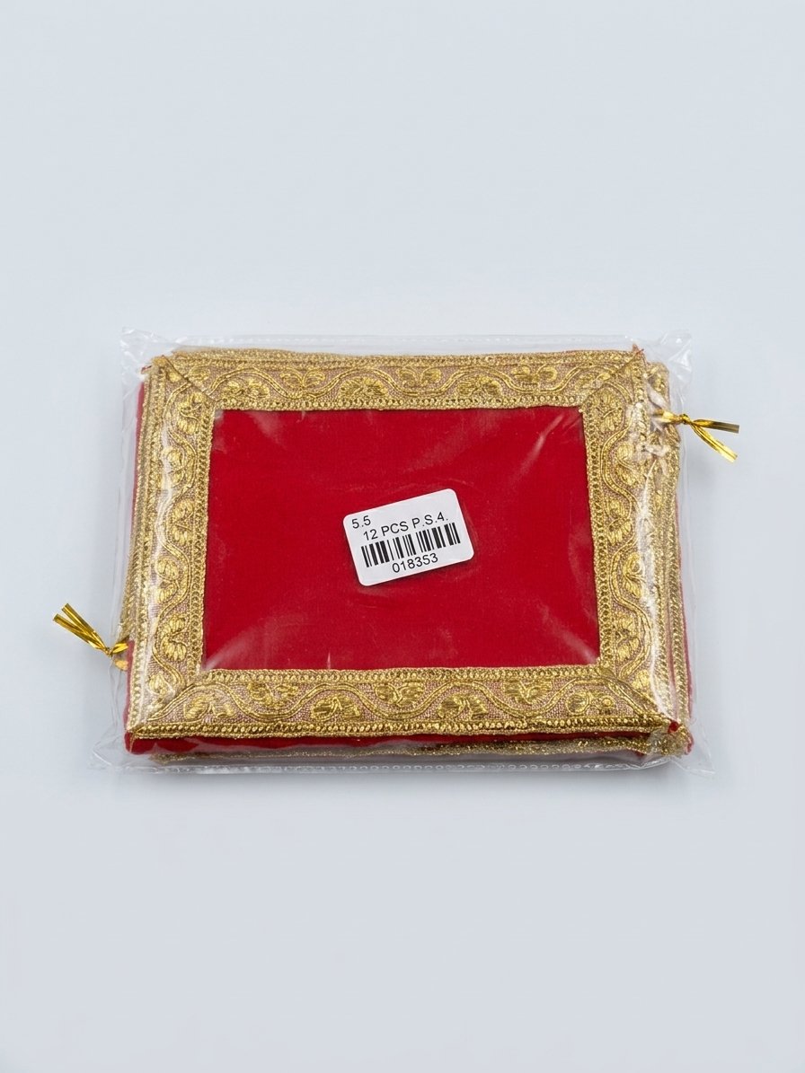 Red Pooja Aasan with Gold Border