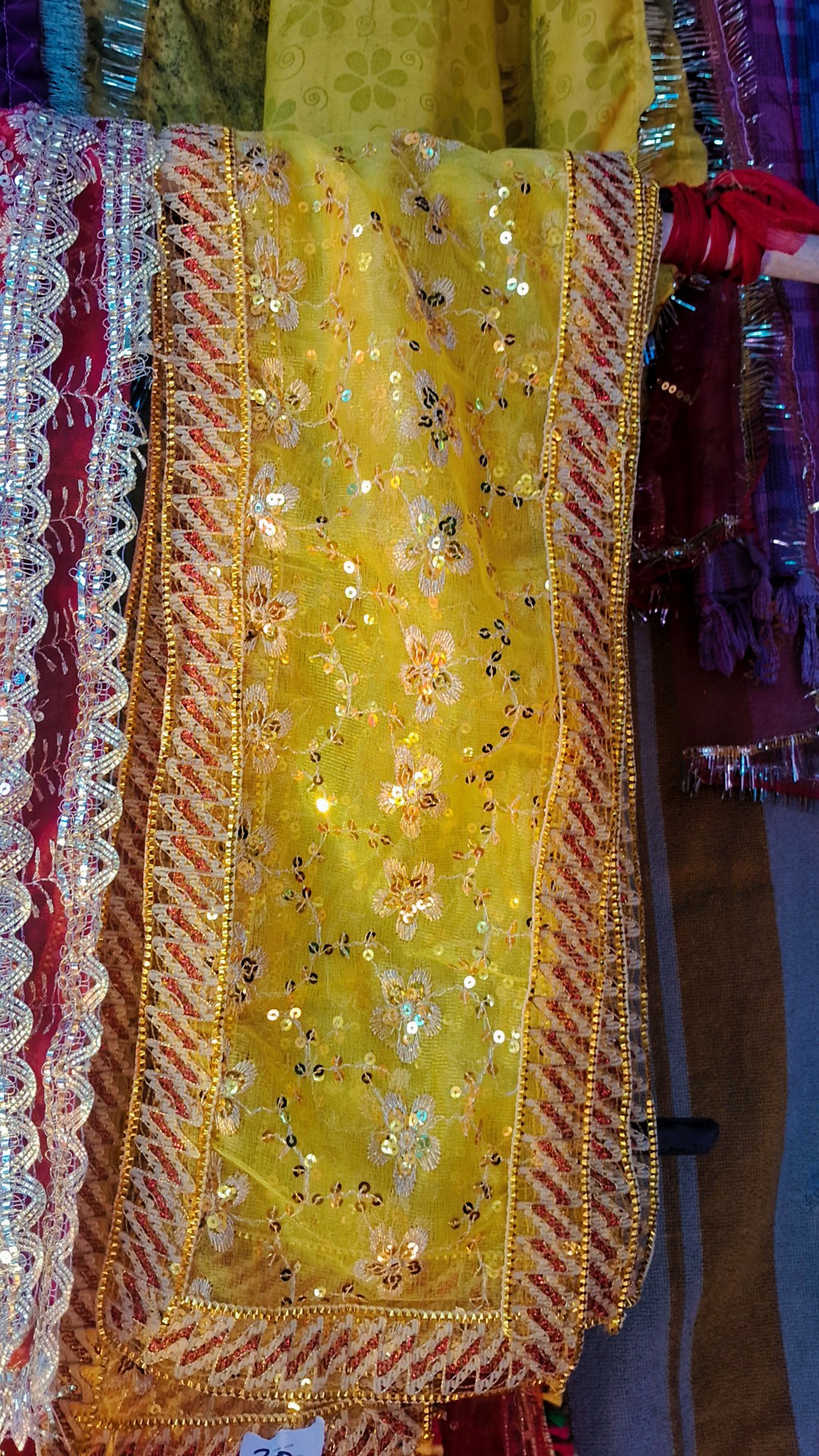 Yellow Net Chunri for Pooja :1.5 ft