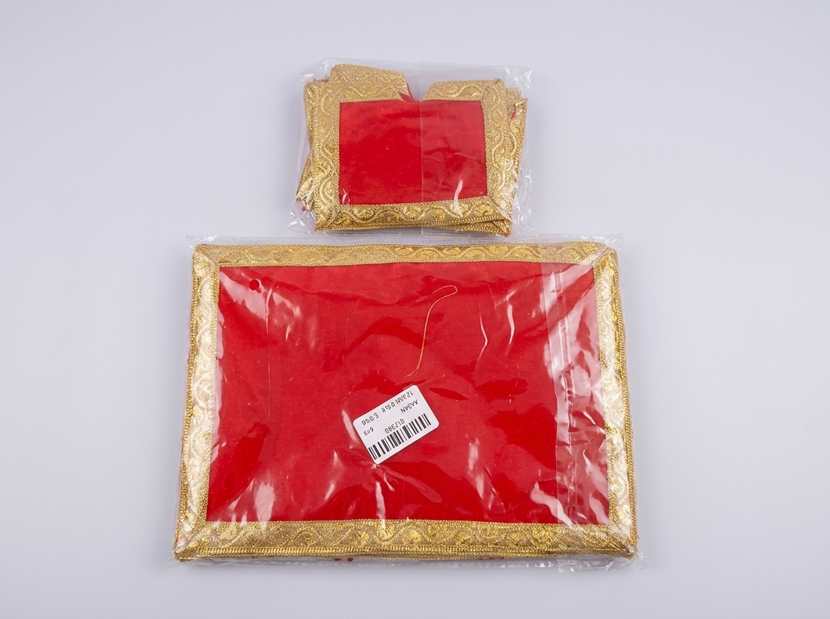 Red Velvet Pooja Chowki Aasan Cloth.  Bada asaan  6*9 inch