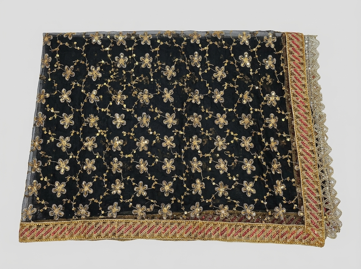 Embroidered Net Mata Ki Chunri 1.5 feet by 9 inches