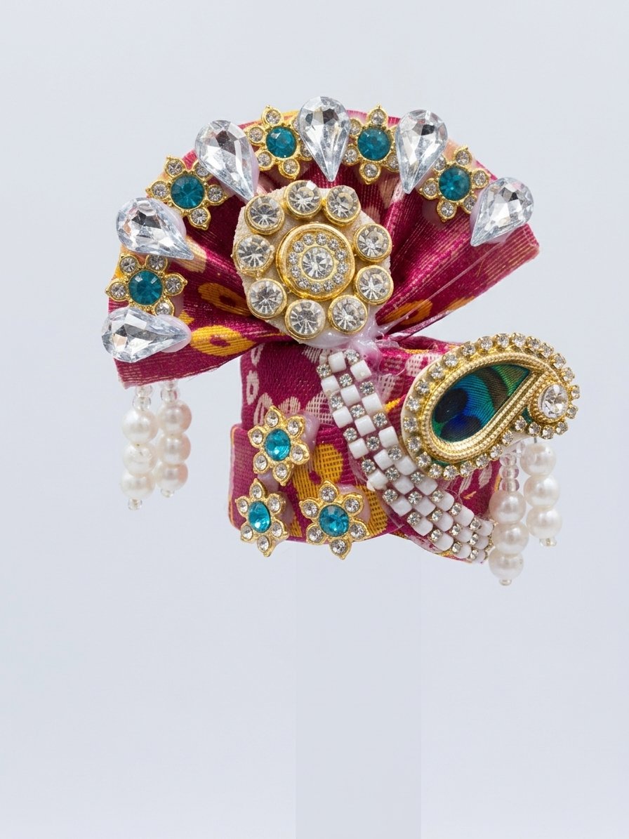 Laddu Gopal Pink Pagdi Mukut free size ( 0 to 6 )