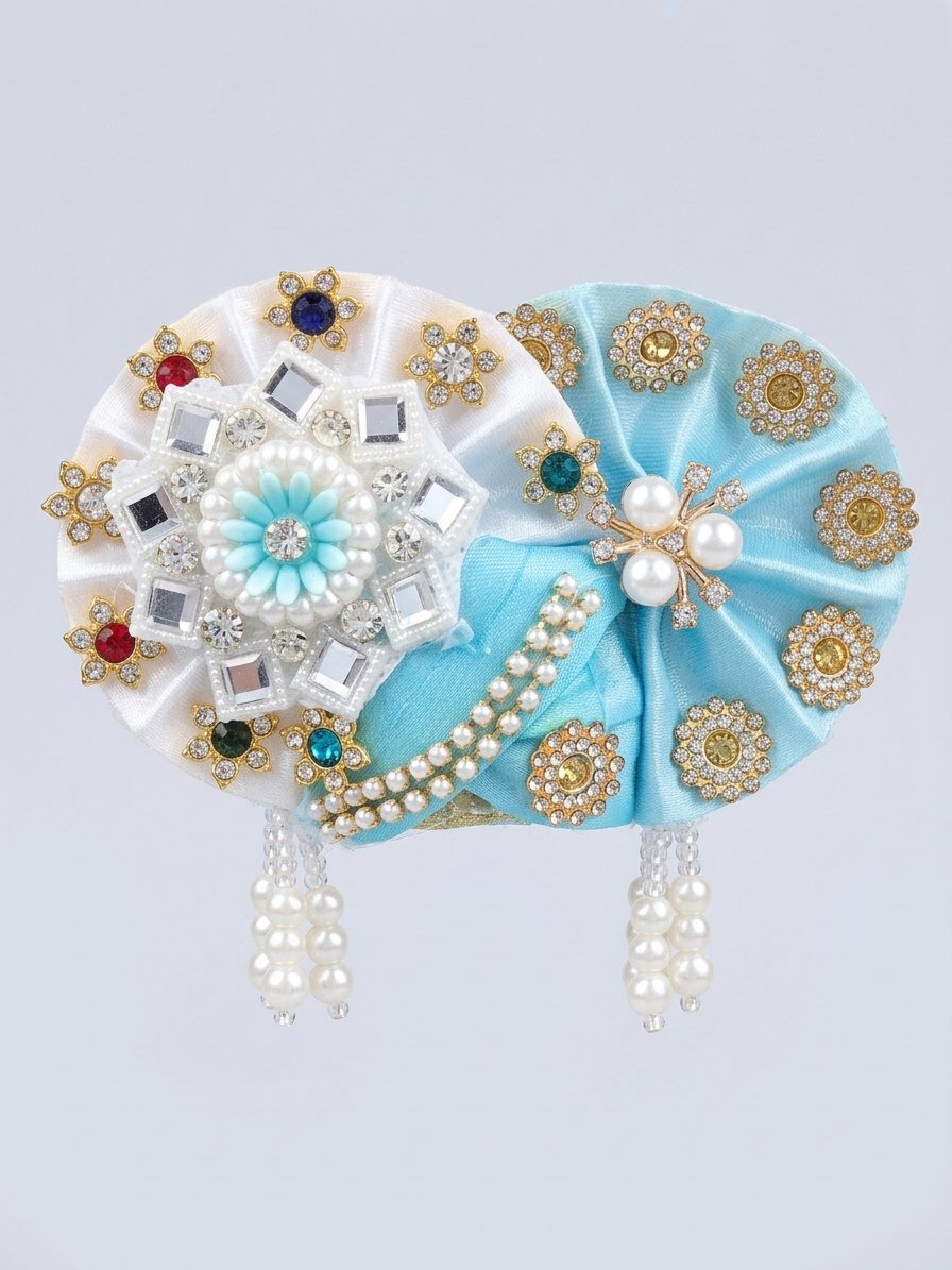 Laddu Gopal Blue and White Pagdi