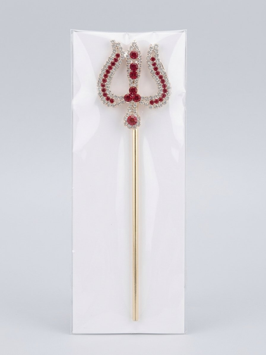 Golden Stone Studded Trishul for Idols small size