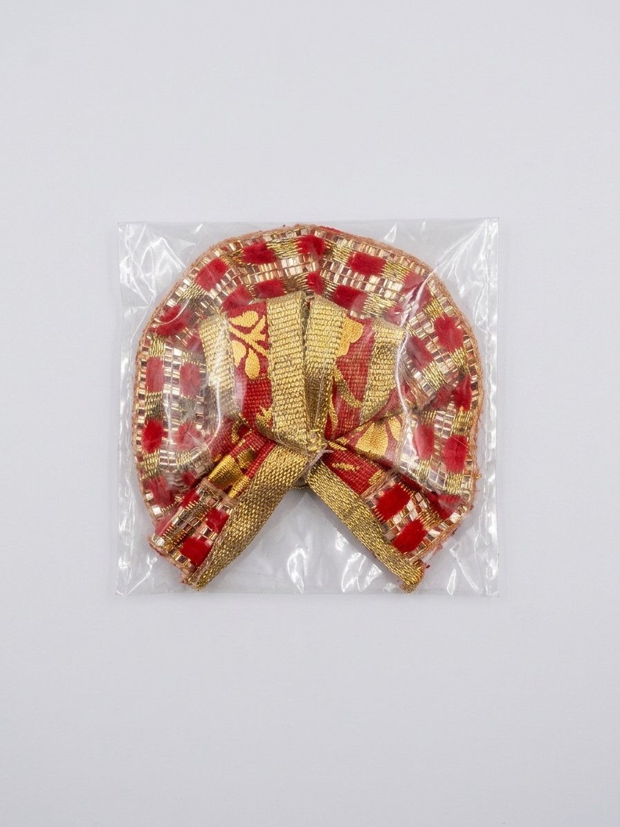 Laddu Gopal Red and Gold Turban 0 size