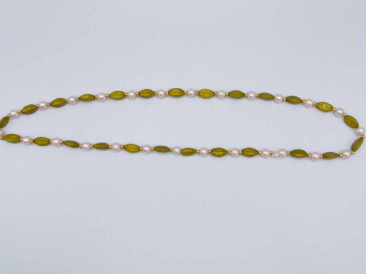 Green and Pearl Bead Pooja Mala