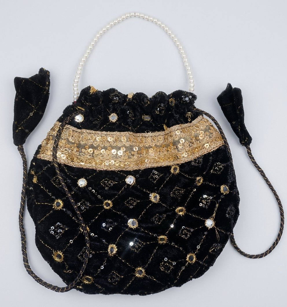 Black Velvet Potli Bag