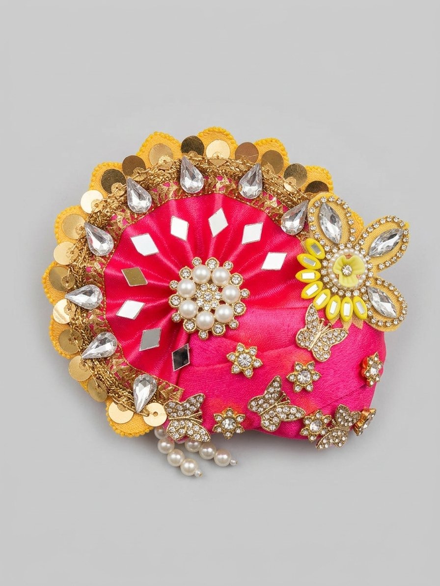 Laddu Gopal Pink Mukut Pagdi size ( 0 to 6 )