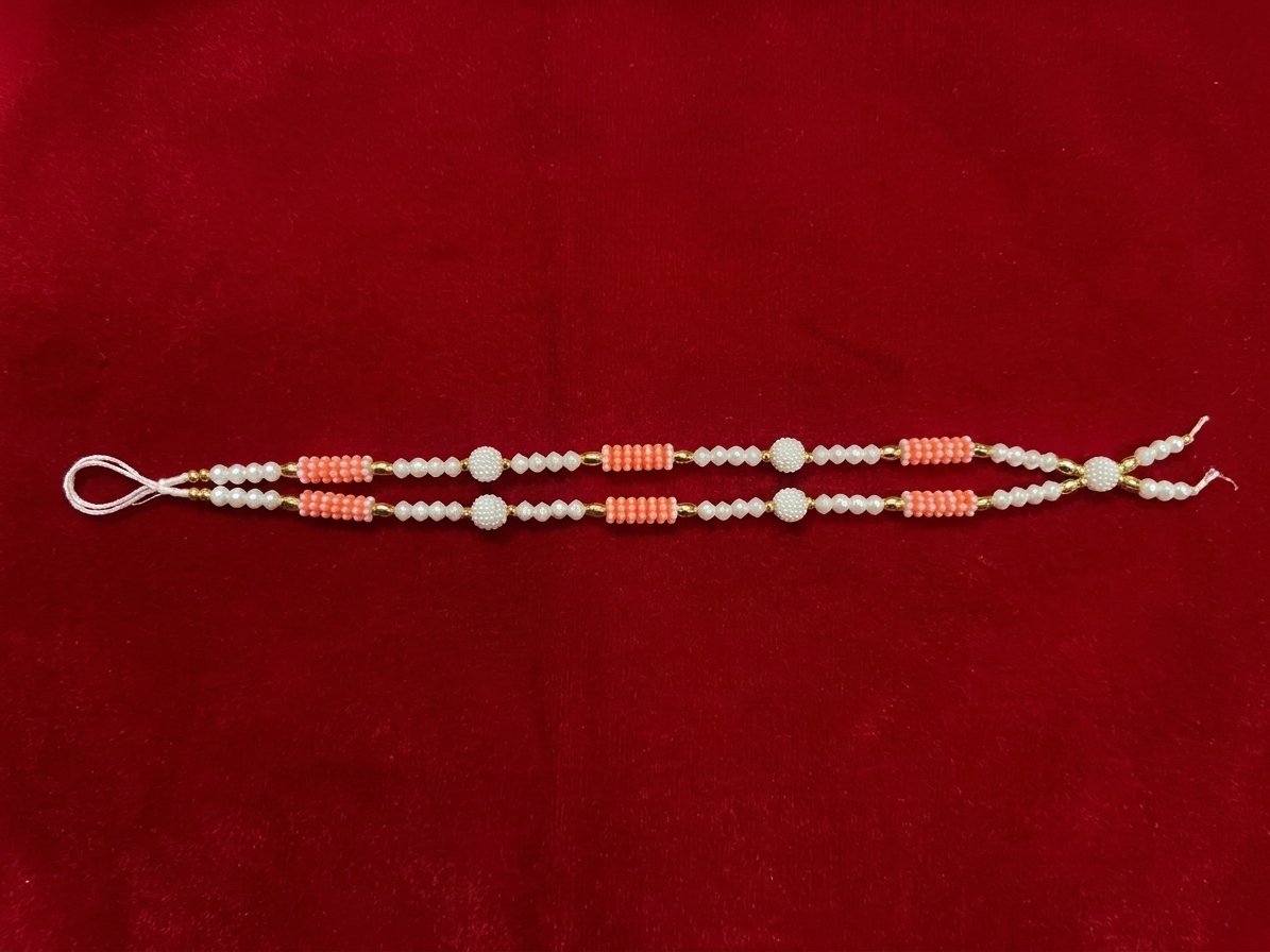 Orange and White Bead God Mala size 6 inch