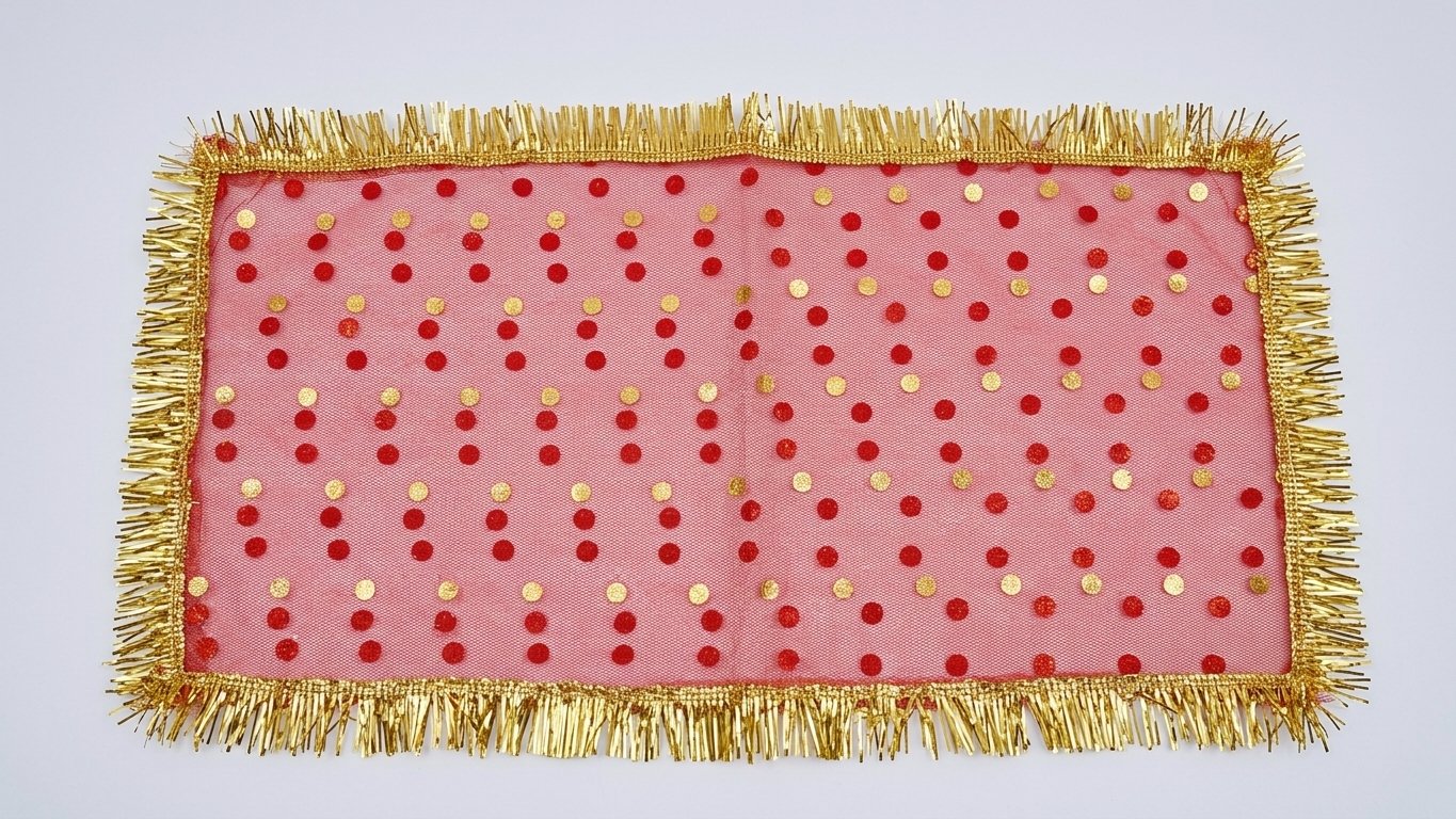 Red Pooja Chunri with Gold Lace