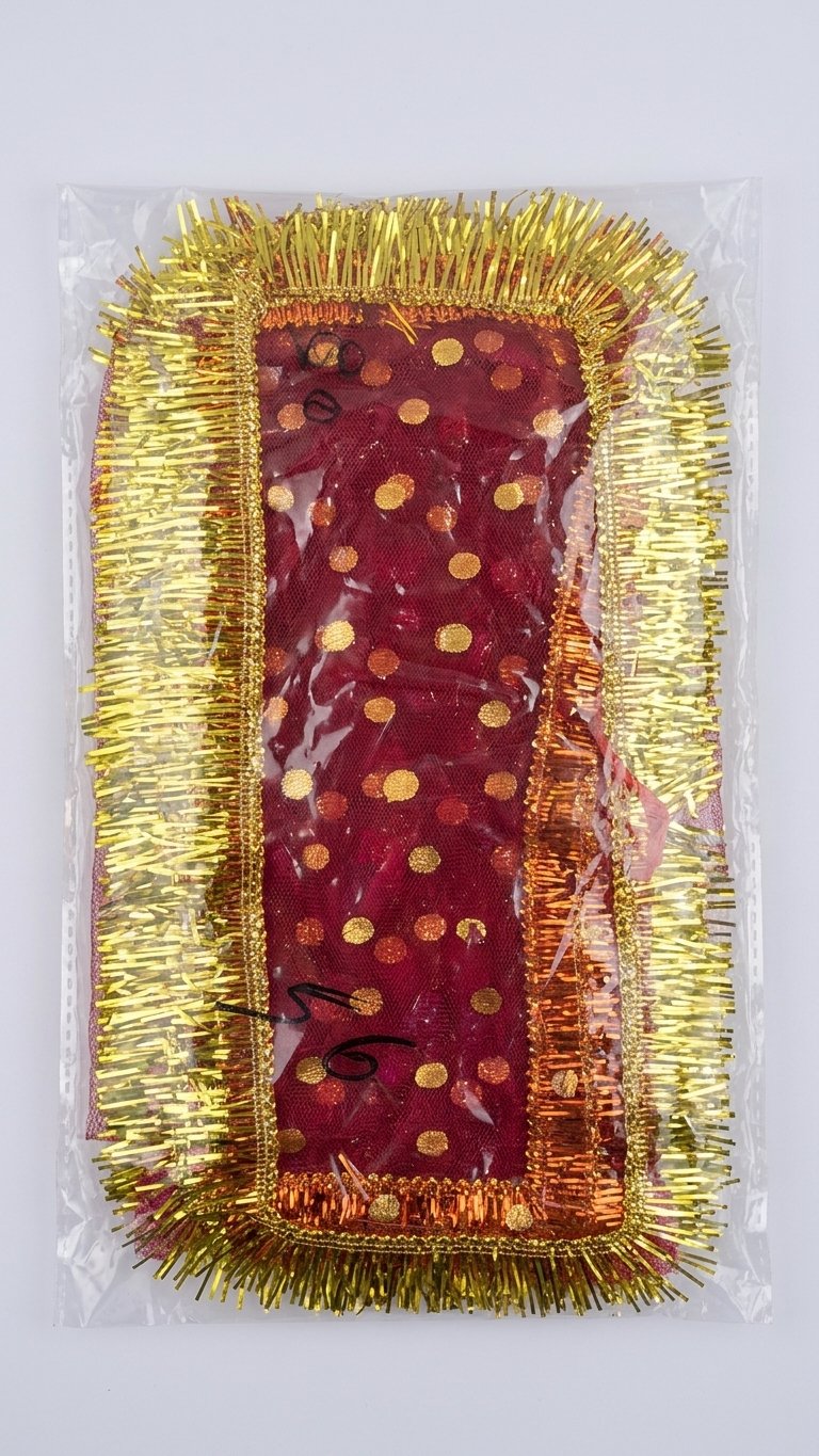 Red Pooja Chunri with Gold Border