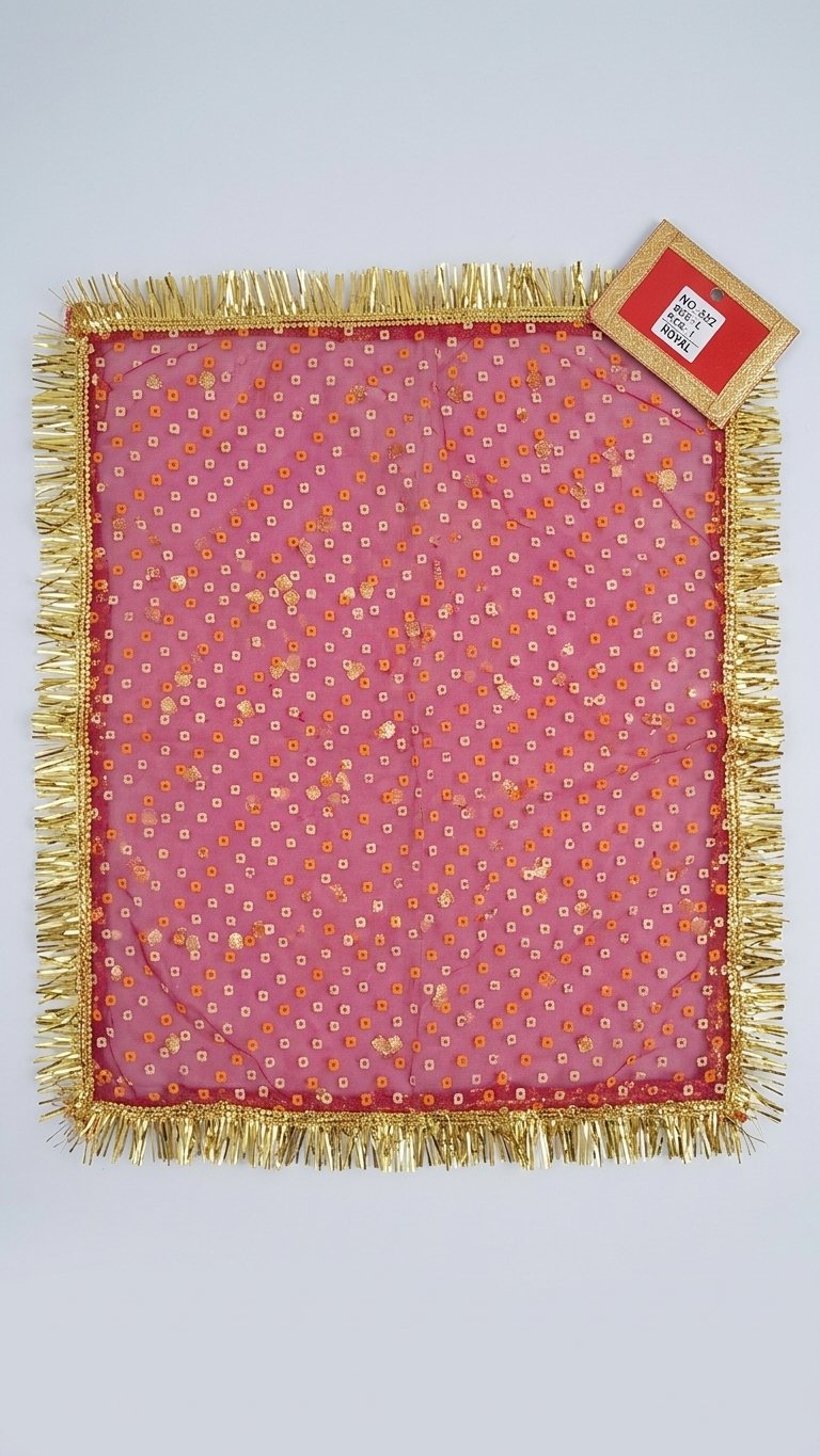 Pink Pooja Chunri with Gold Border
