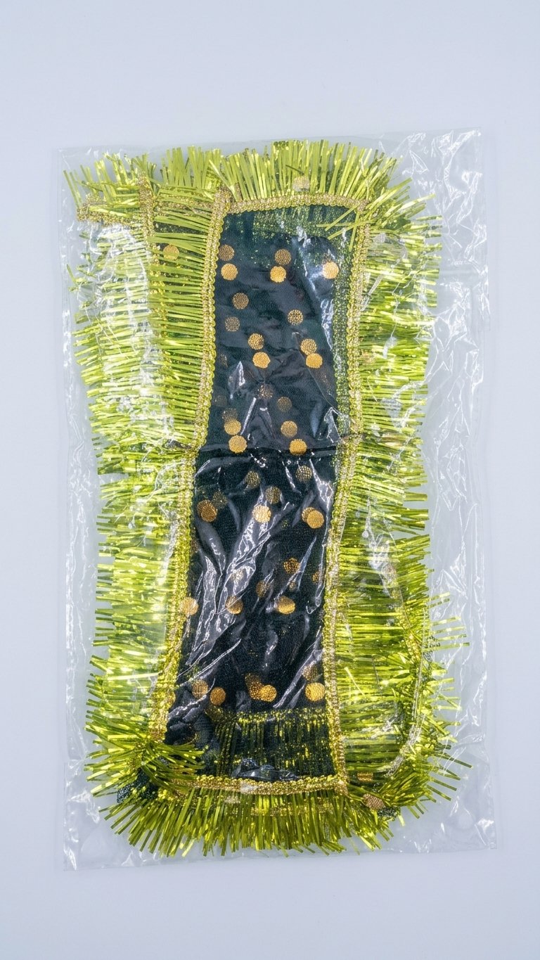Black Chunri with Green Tinsel Border