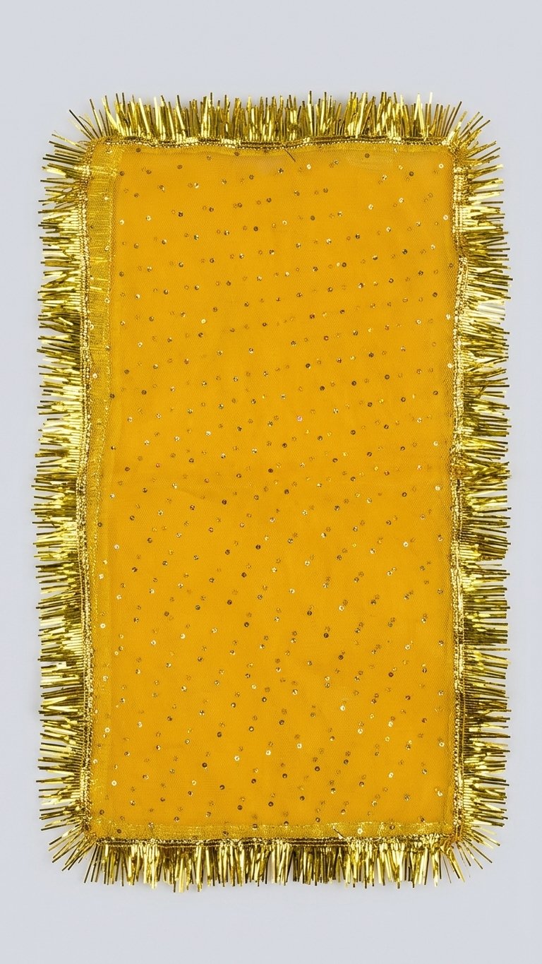 Yellow Pooja Cloth with Gold Lace