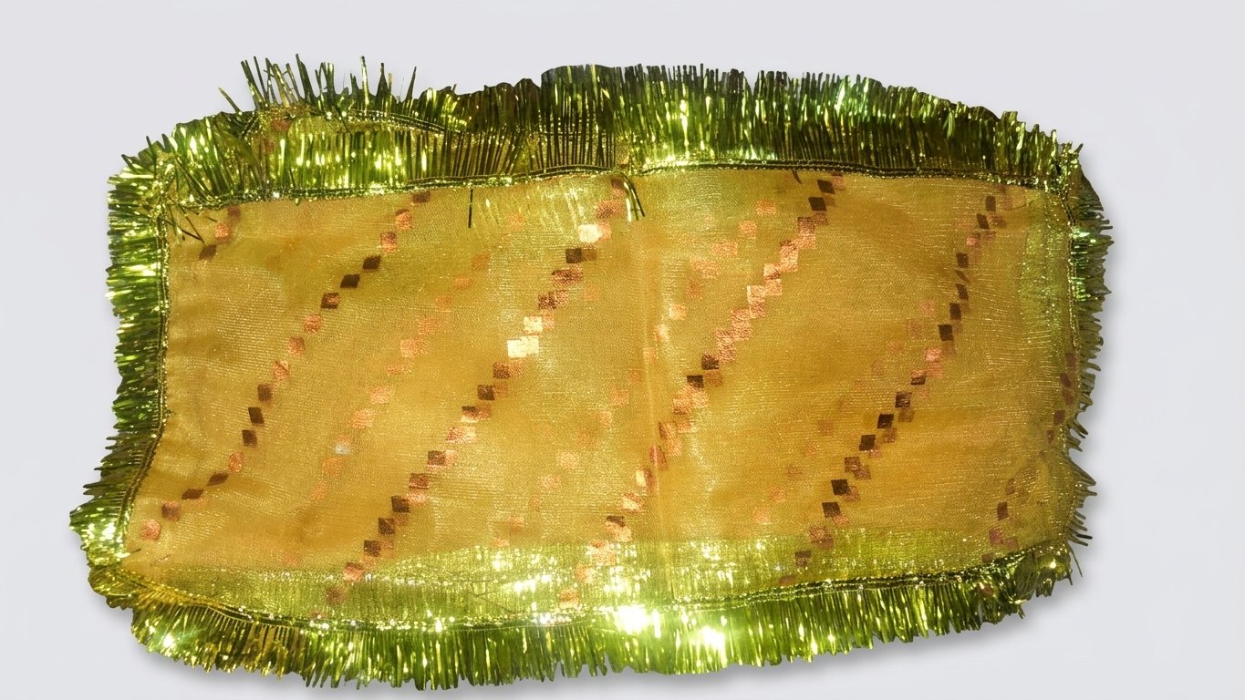 Yellow Pooja Chunri with Green Border